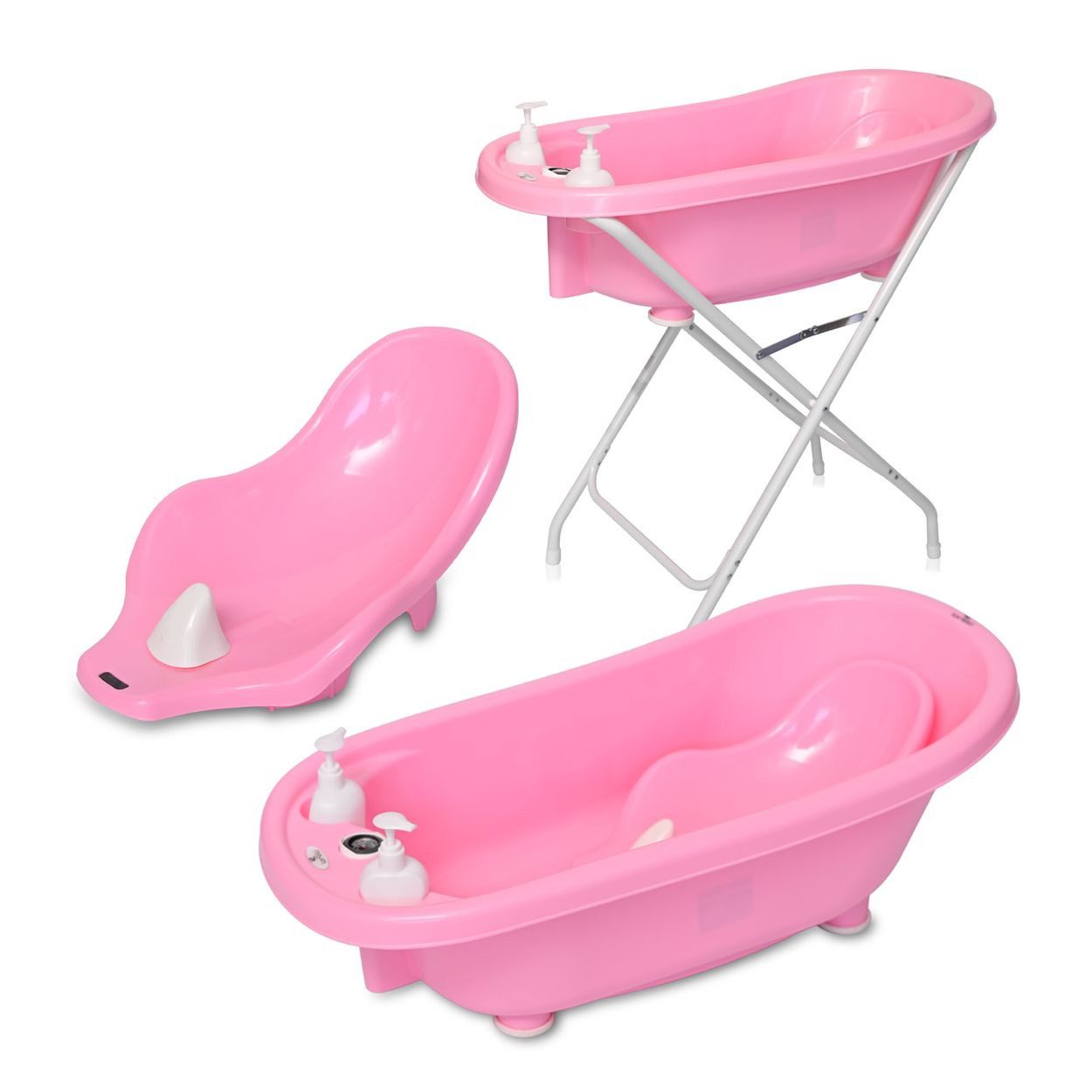 LORELLI Babybadewanne Set-1013082, mit Badewannenständer, Badesitz, Wasserthermometer, Wasserablauf