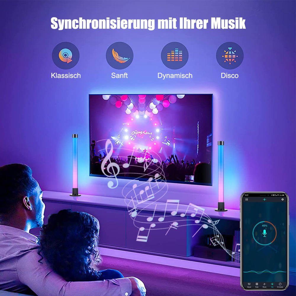 LED-Gaming-Licht, mit Stripe Sunicol LED Timer Musik-Sync, Bluetooth, LED-Rhythmus-Lichter, USB-betrieben,