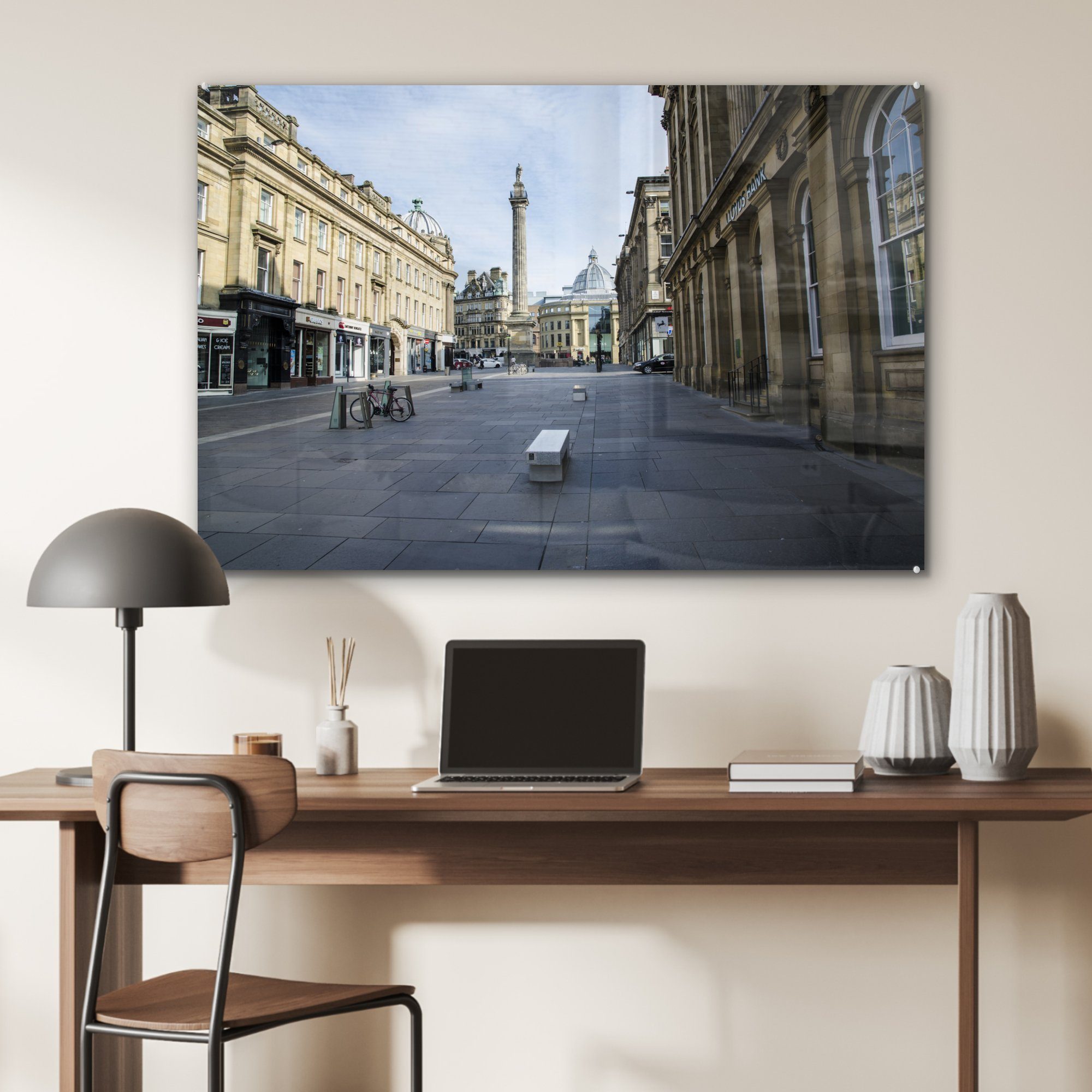 MuchoWow Acrylglasbild St), Acrylglasbilder Wohnzimmer historische Town Schlafzimmer & das (1 Grainger Zentrum ist Newcastle-upon-Tyne, von