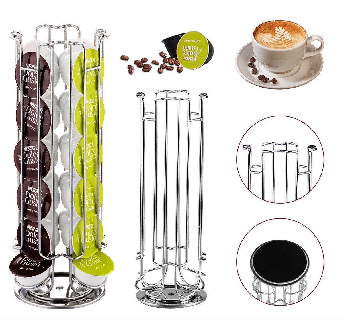 MULISOFT Kapselspender, Kaffeekapsel Halter für 24 Stück Nespresso/Dolce Gusto Kaffee Kapseln