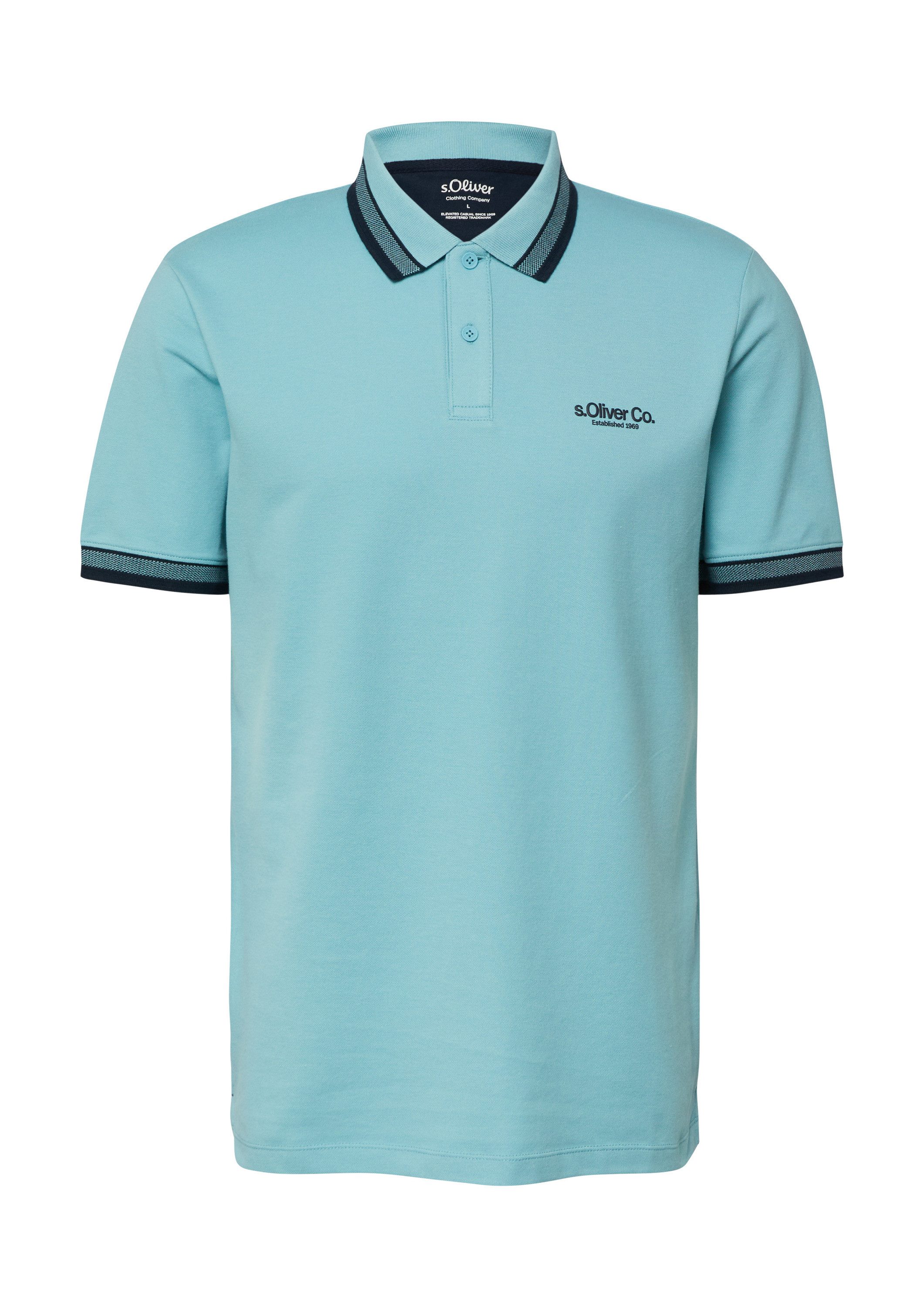 s.Oliver Kurzarmshirt Polo-Shirt Poloshirt aus Piqué mit Kontrast-Details günstig online kaufen