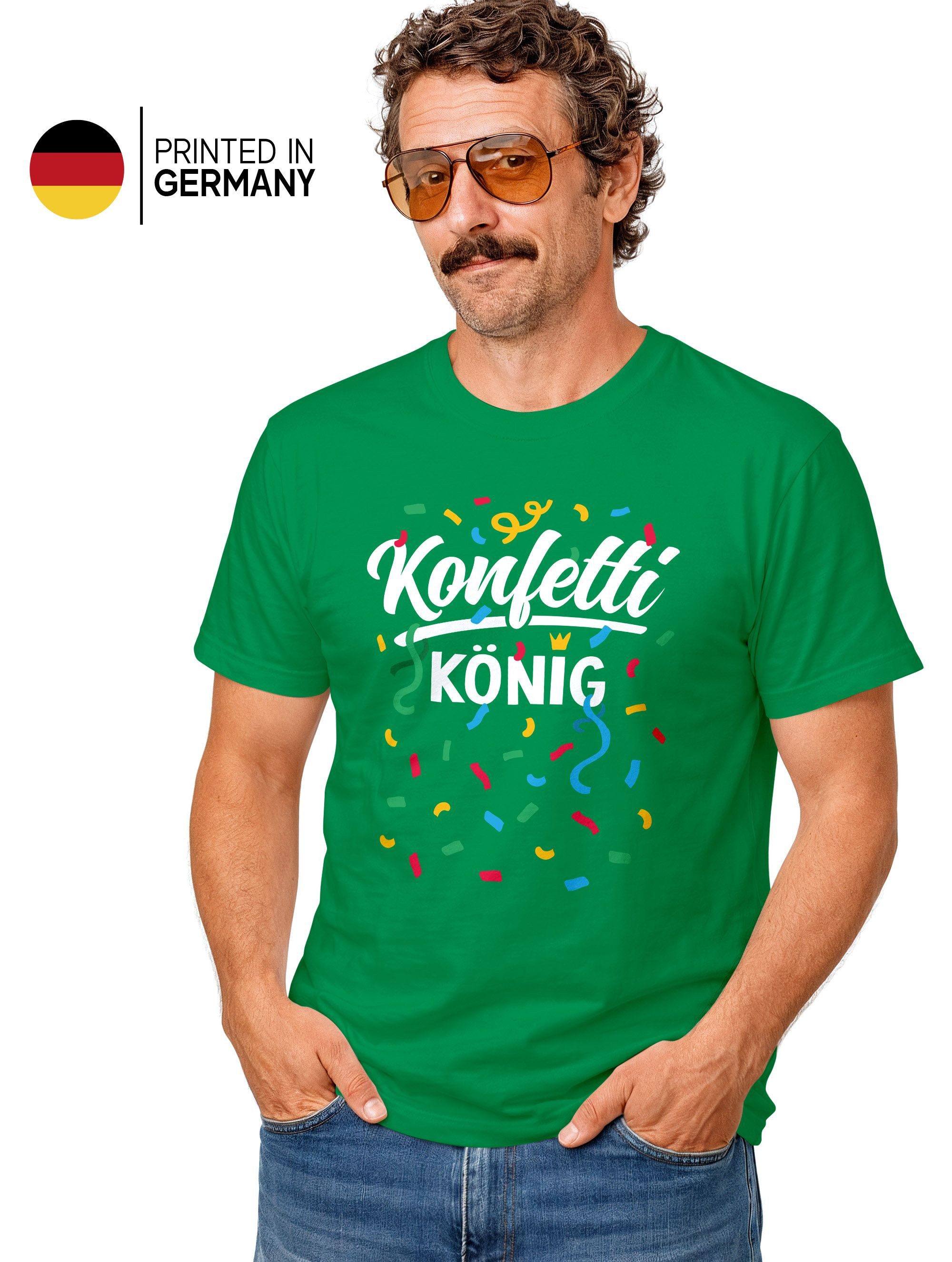MoonWorks Print-Shirt Herren T-Shirt Konfettikönig Fasching Karneval Kostüm-Ersatz mit Print