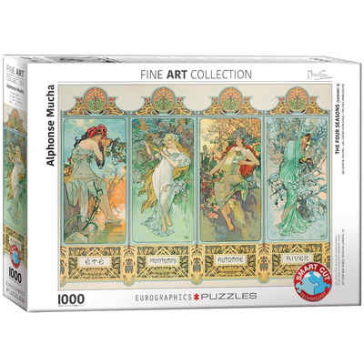 empireposter Puzzle Alphonse Mucha - Die vier Jahreszeiten - 1000 Teile Puzzle Format 68x48 cm., 1000 Puzzleteile