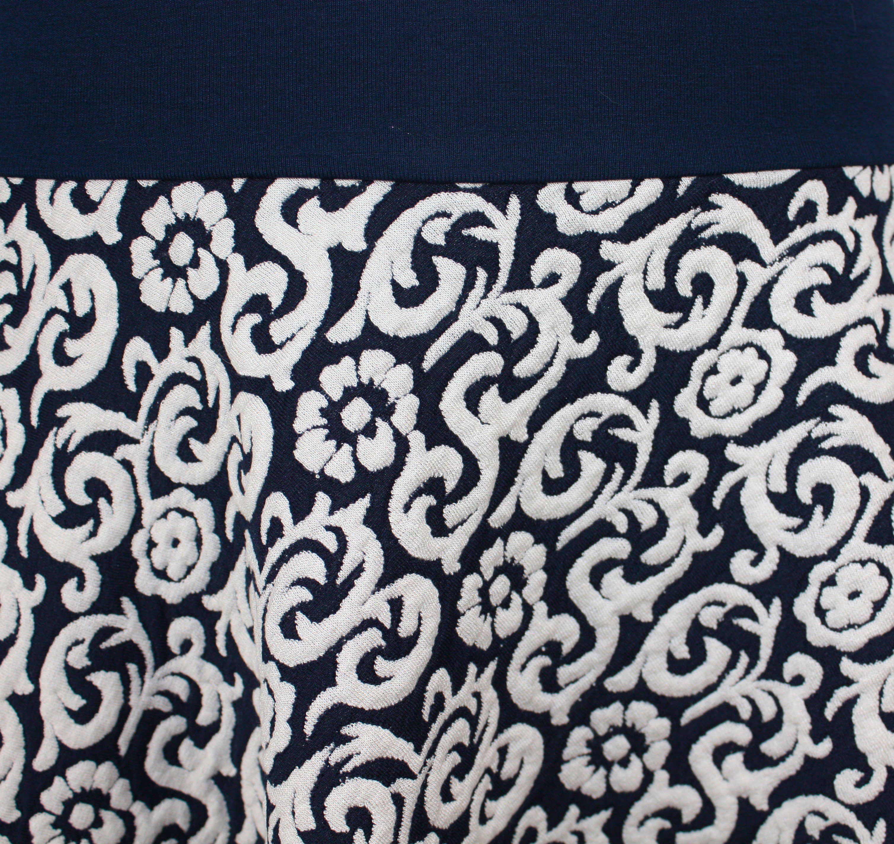 dunkle design Strickrock 57cm Feinstrick Schwarz Blau Bunt Feinstrick Elastischer Bund elastischer Bund