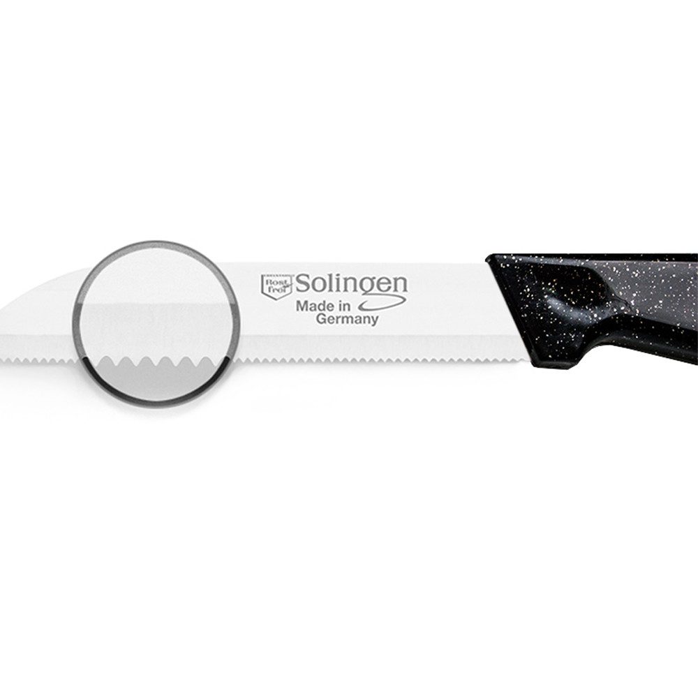 Visaggio Obstmesser Solingen Allzweckmesser Schälmesser Gemüsemesser Küchenmesser, Wellenschliff Solingen Messer, Flitter Optik, Edelstahl (rostfrei)