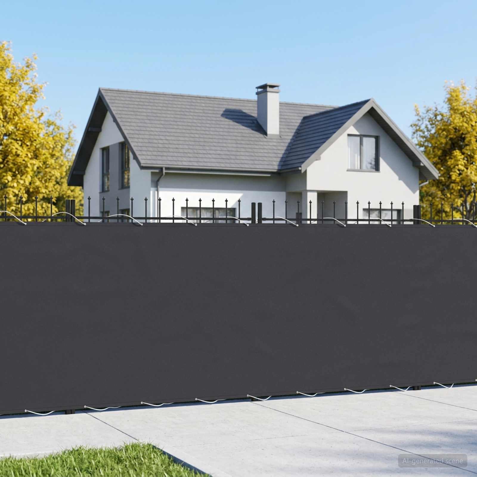 vidaXL Balkonsichtschutz Balkon-Sichtschutz 1,8 x 25 m Stoff mit PU-Beschichtung Schwarz (1-St)