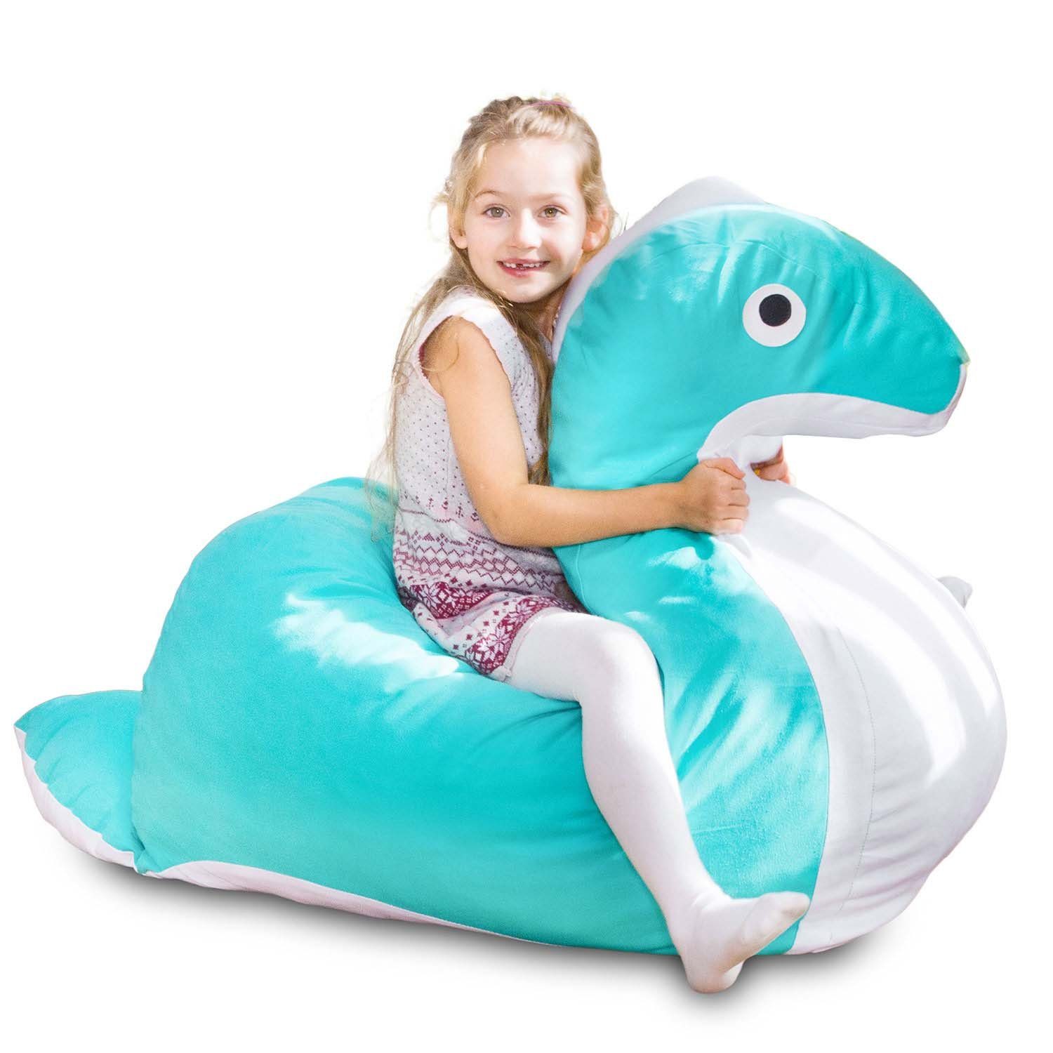 Smoothy Sitzsack Kindersitzsack Tierform Sitzkissen (Sitzkissen für Kinder, Kindermöbel), Baumwollbezug Nessie