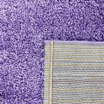 Teppich Hochflor-Teppich in Flieder – Perfekt für Fußbodenheizung, Teppich-Traum, rechteckig, Allergiker geeignet