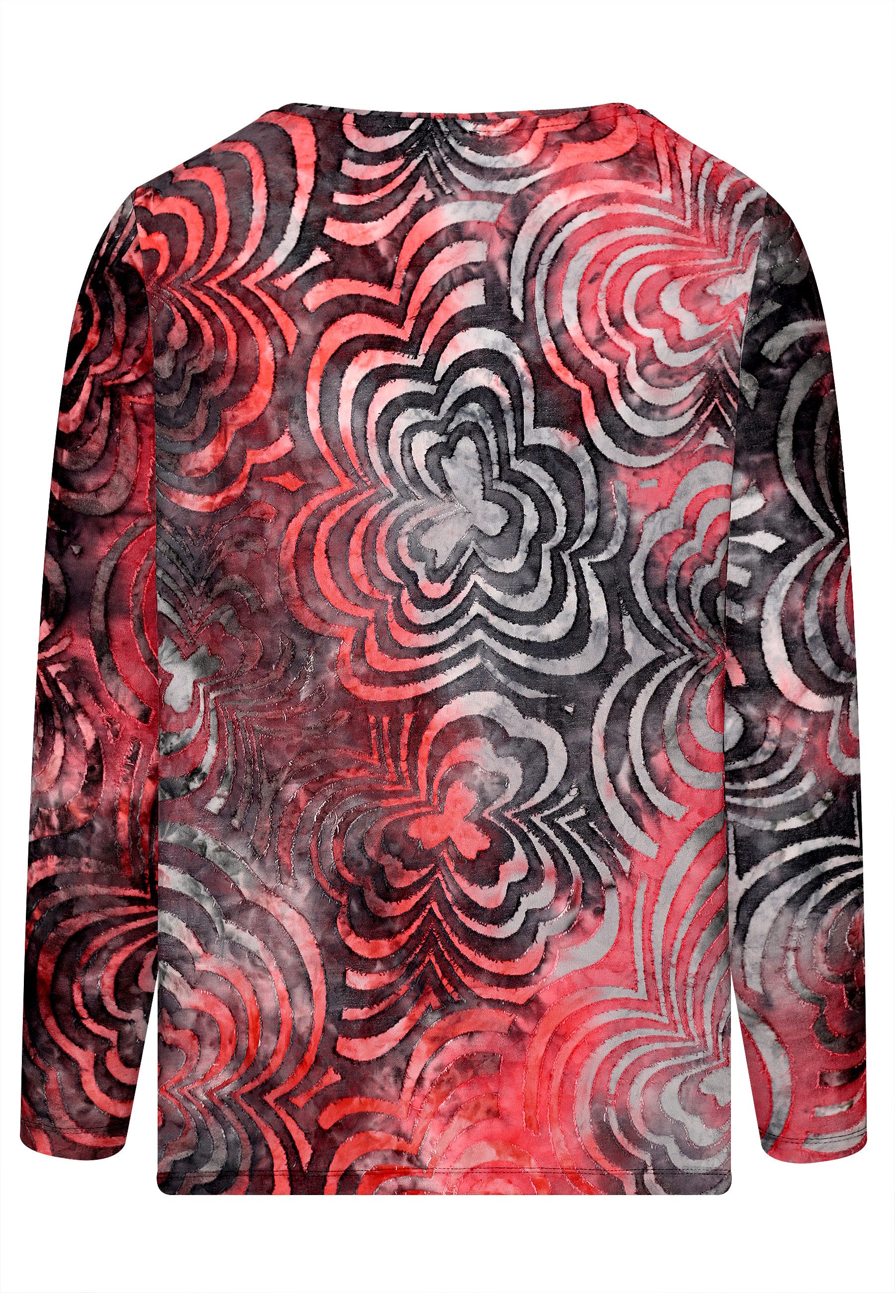 elanza T-Shirt Shirt mit Blütenmuster in Rot/Grau (1-tlg) günstig online kaufen