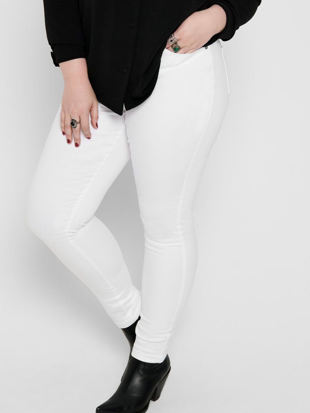 ONLY Jeans 3908 CARAUGUSTA Übergröße Plus Stretch Skinny-fit-Jeans Size in Denim CARMAKOMA Curvy Skinny Weiß (1-tlg)