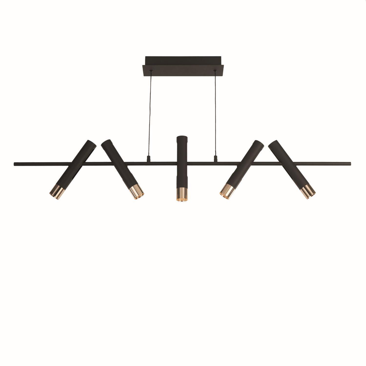 Licht-Erlebnisse Pendelleuchte JORDAN, LED, Warmweiß, LED in Schwarz Gold 3000 K 1055 lm Metall Modern Wohnzimmer