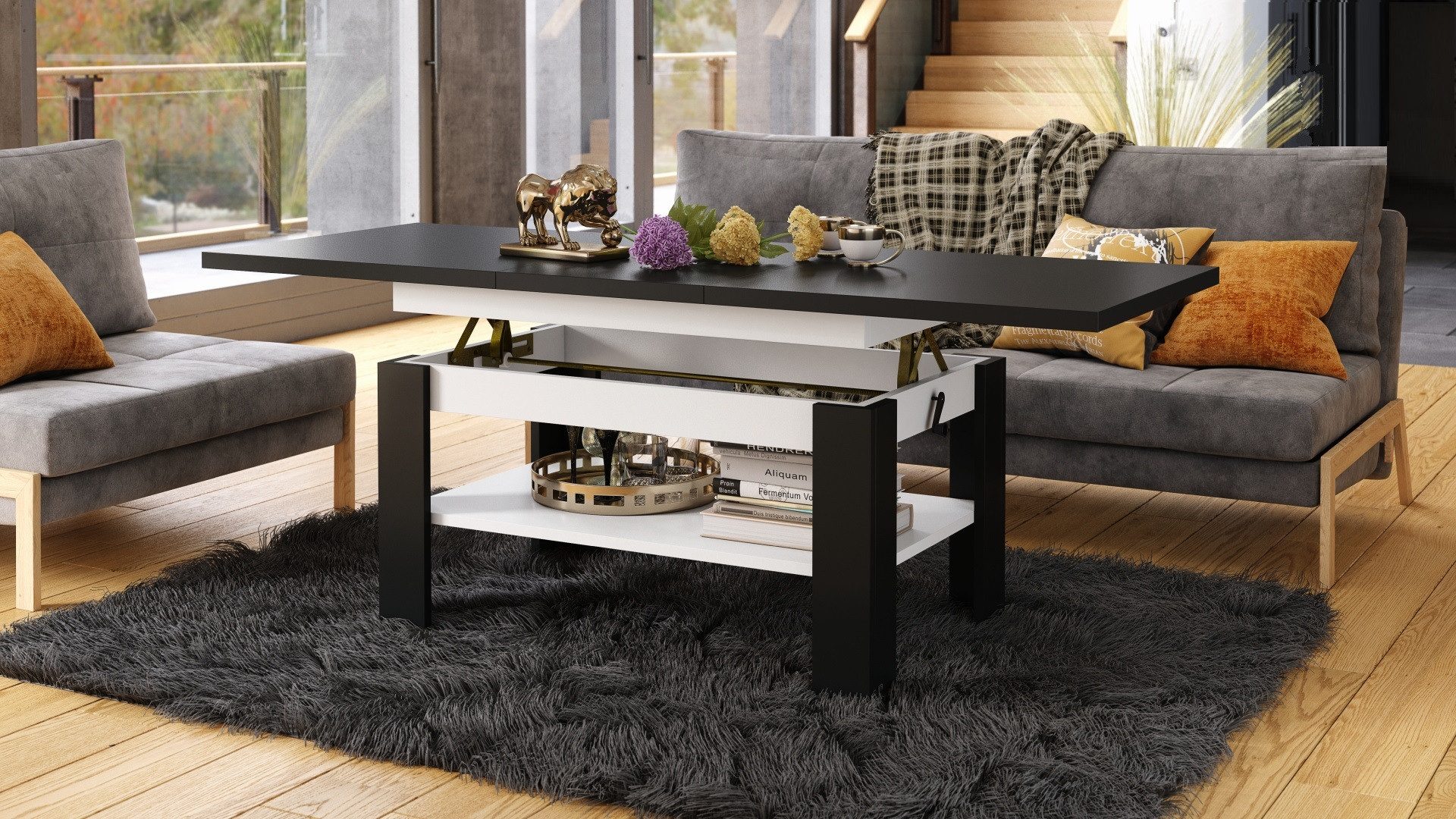 designimpex Couchtisch Design Rio stufenlos höhenverstellbar 55 - 67cm ausz günstig online kaufen