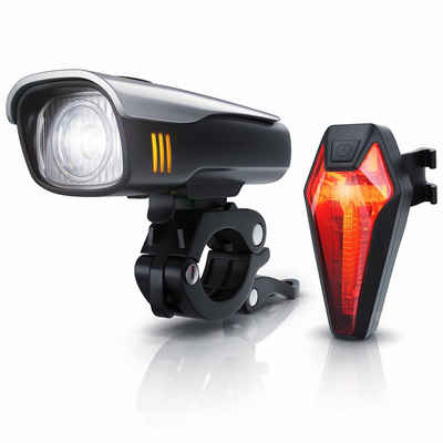 Aplic Fahrradbeleuchtung, LED Fahrradlampen-Set mit Front & Rücklicht mit Akku, StvZO zugelassen