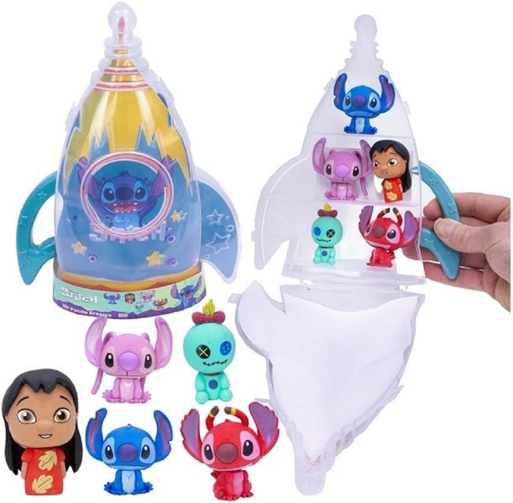 Spin Master Puzzle Lilo & Stitch Puzzle Palz 5er-Set Figuren im Raumschiff Case 18x23cm, 2 Puzzleteile, Disney Lilo & Stitch 5 Figuren Set mit Raumschiff Tasche 18x23 cm