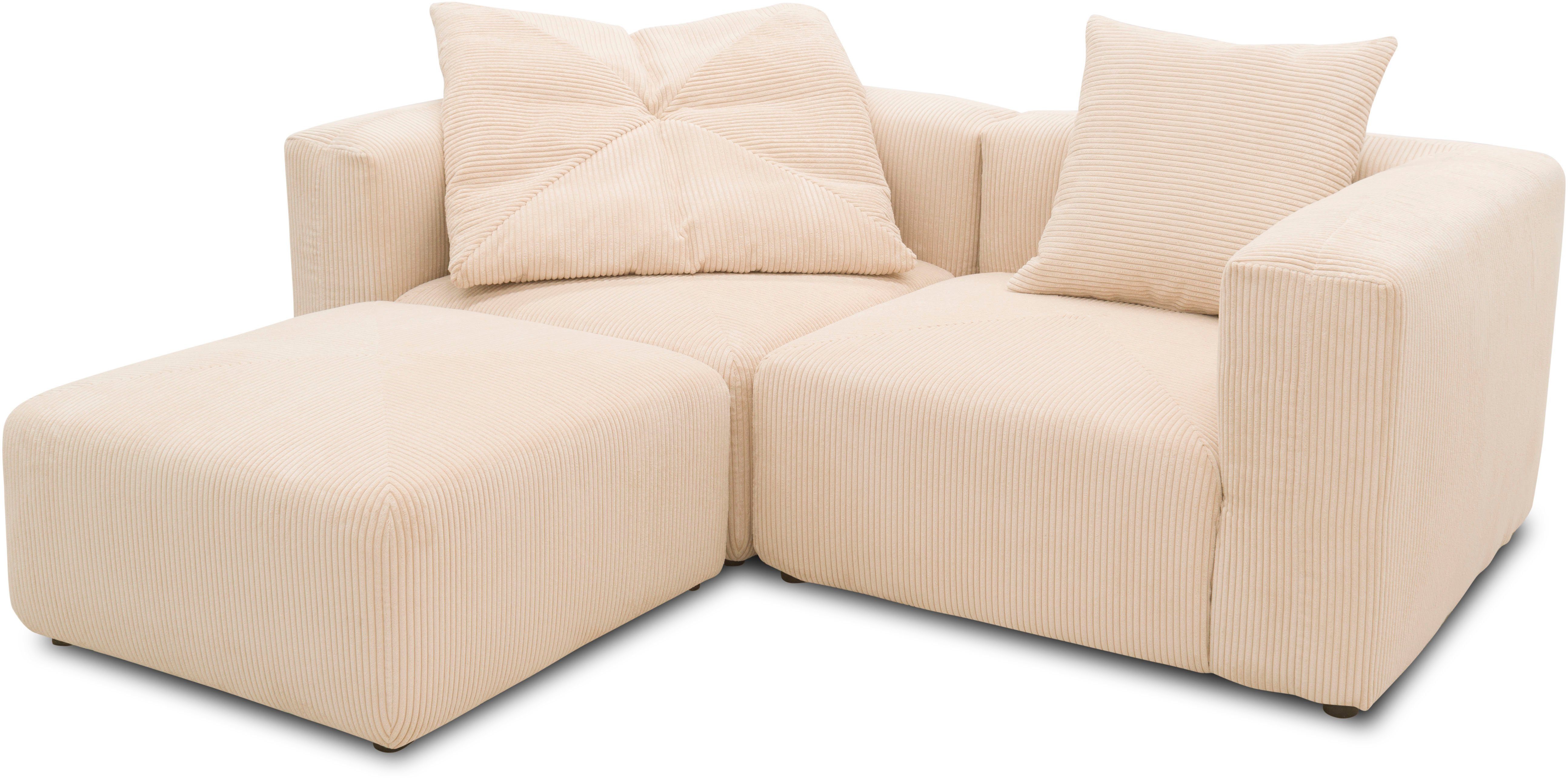 Home affaire Ecksofa Gerrid L-Form, Cord, Modulsofa, bestehend aus 2 Eckelementen + 1 Hocker