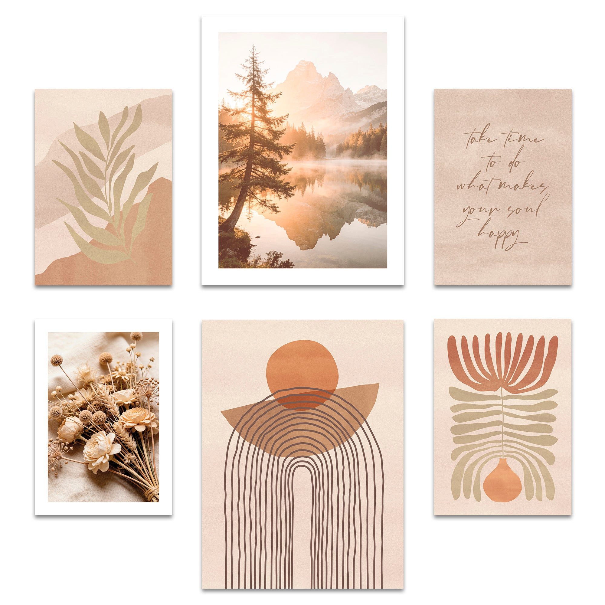 ARTFAVES Bilder-Collage Poster Set Abstract Boho I mehrteilige Bilderwand I Wandbilder Boho, (Wandbilder modern, 6 St)