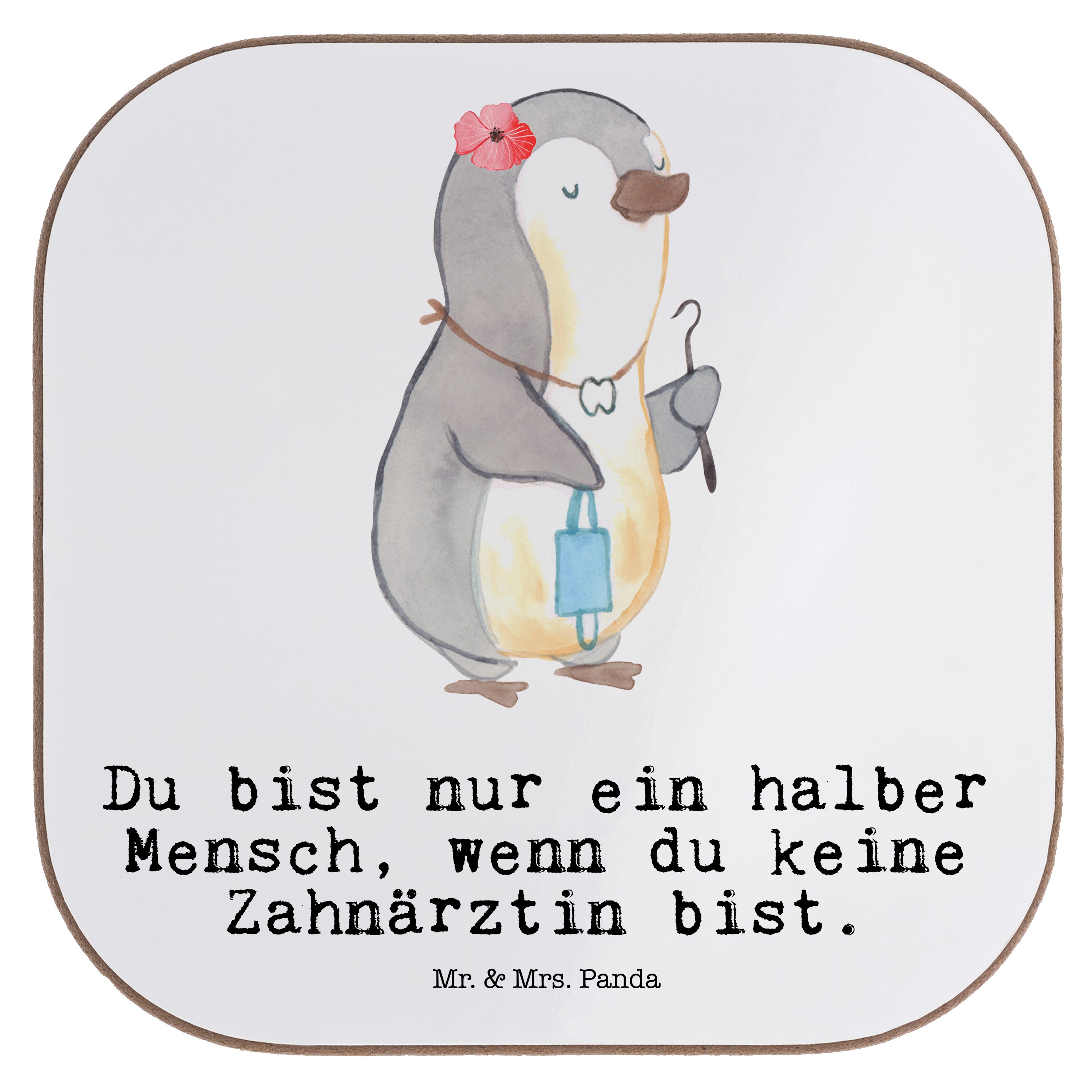 & Jubiläum, Danke, Weiß Getränkeuntersetzer Mrs. 1-tlg. mit Glasuntersetz, Geschenk, Mr. Herz Panda Zahnärztin - -