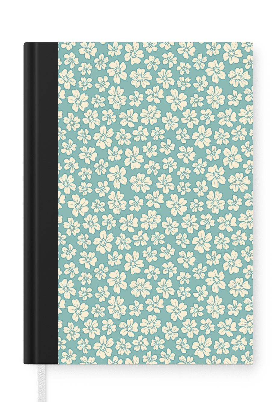 MuchoWow Notizbuch Merkzettel, Blumen Seiten, 98 - Vintage Weiß - Journal, Muster, Notizheft, A5, - Haushaltsbuch Tagebuch