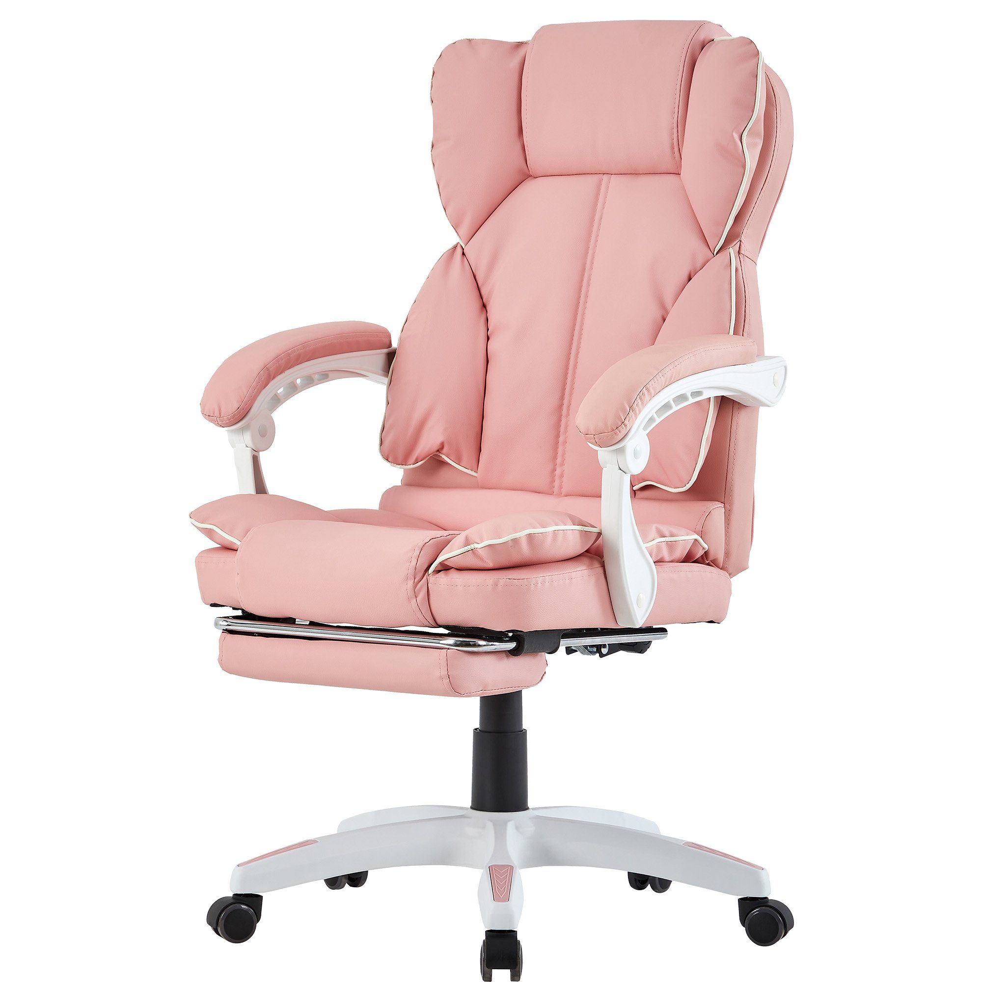 (1 Rosa - Office Chefsessel Home im mit TRISENS Lederoptik-Design Weiß Rafael Chair Stück), Polsterung extra Bürostuhl