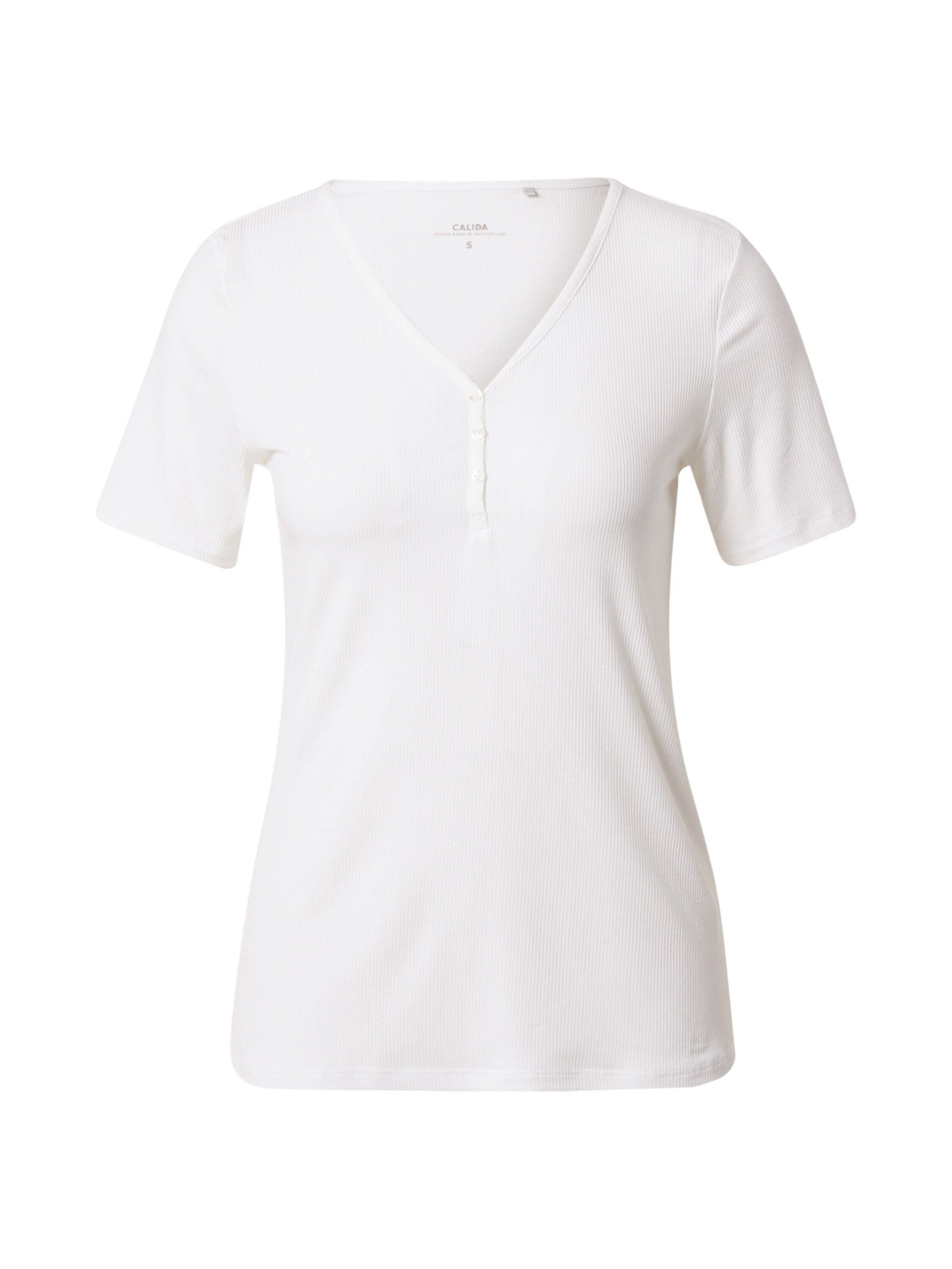 white (1-tlg) CALIDA Details star T-Shirt Plain/ohne