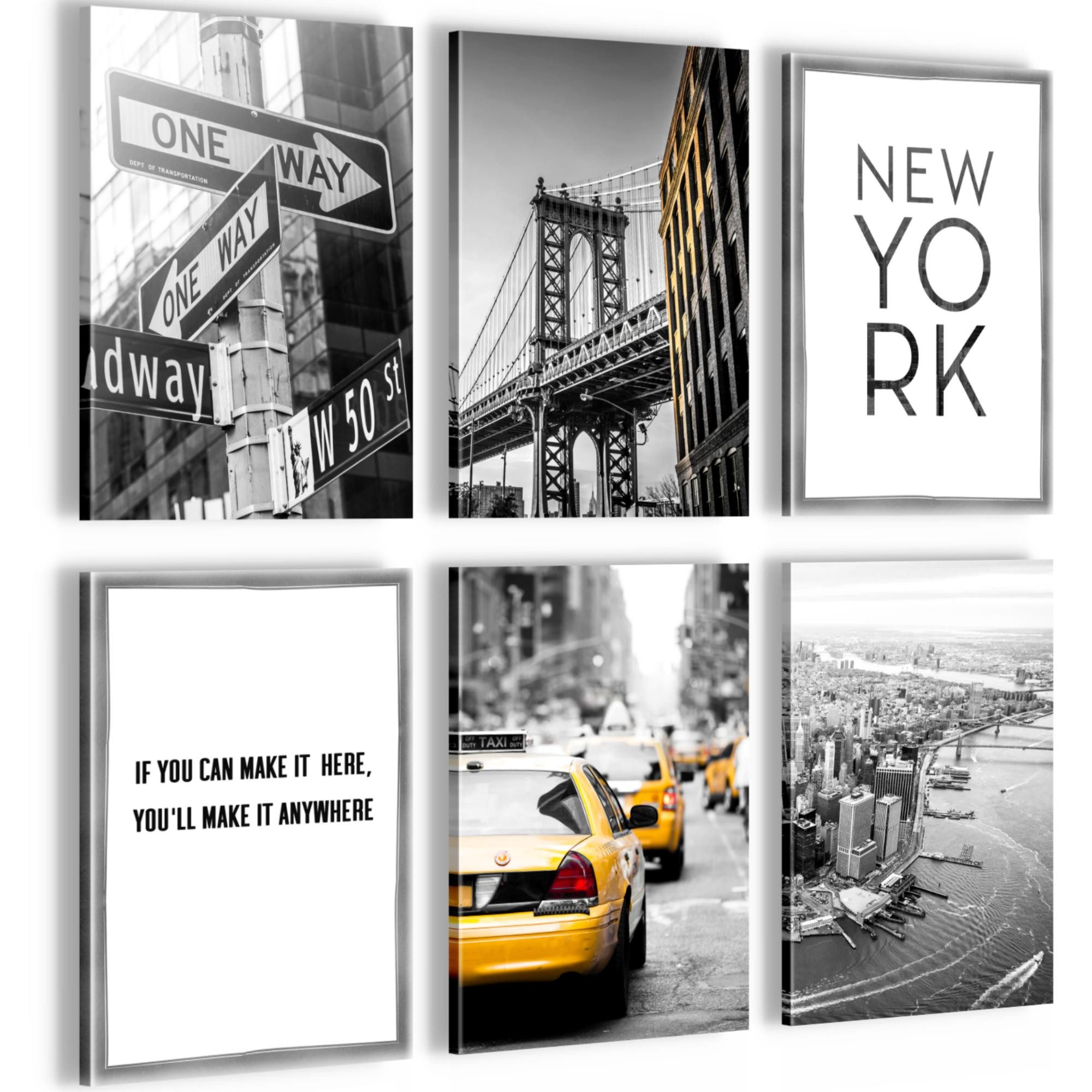 Novart Wandbild New York City AUFHÄNGFERTIG Made in Germany Moderne N006364a, 20 x 30 cm - 6 Bilder