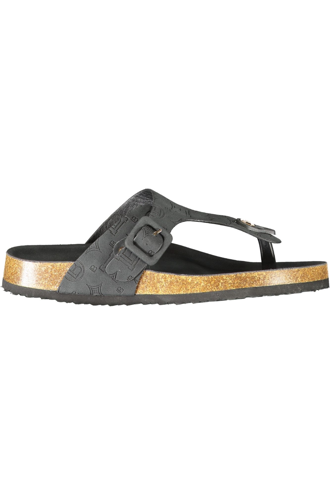 Laura Biagiotti Badeschuh Damen-Pantoffel in Schwarz: Leder-Zehensandalen mit