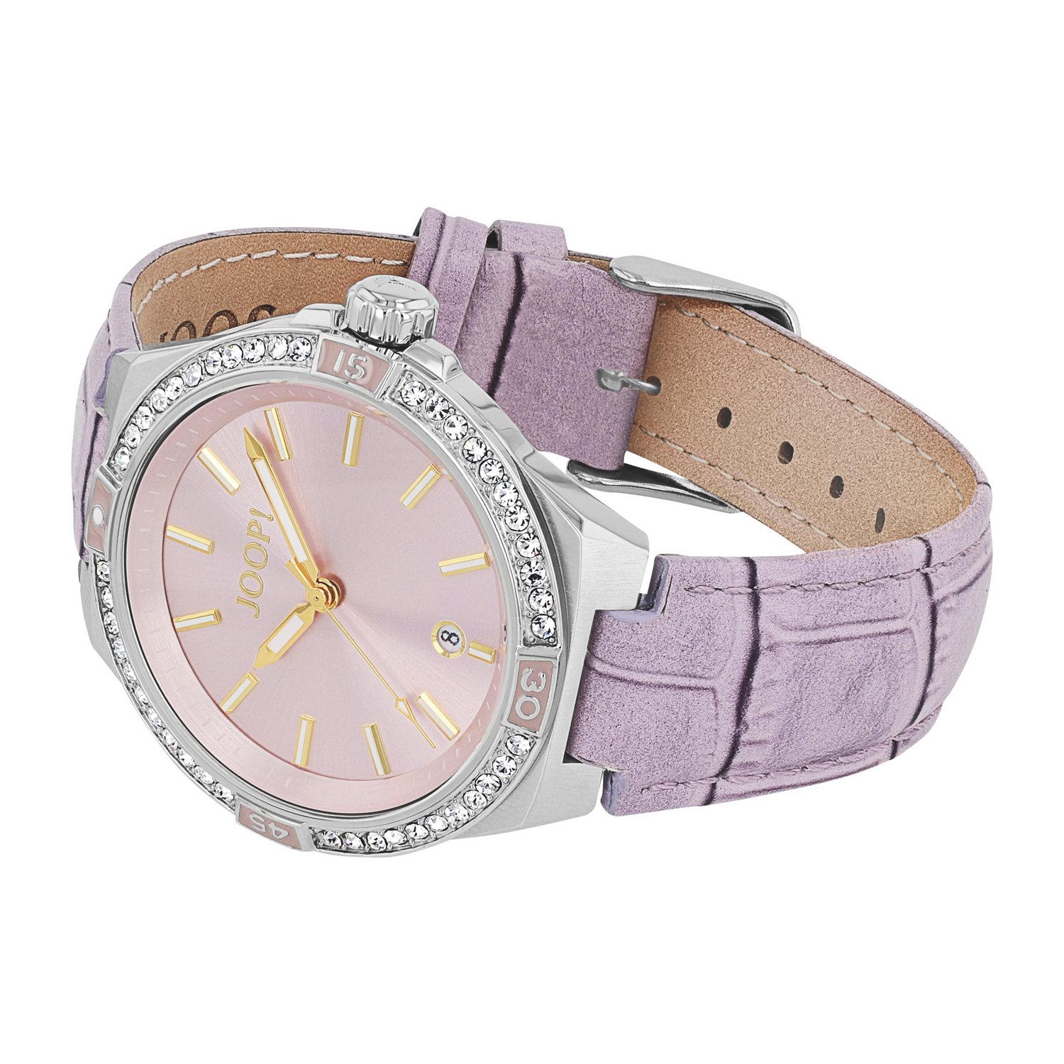 JOOP! Quarzuhr 2100483, Armbanduhr, Damenuhr, Lederarmband, analog, Jahr, Monat