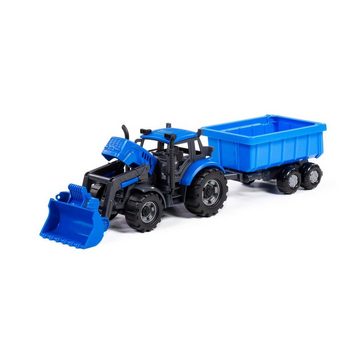 Polesie Spielzeug-Auto Spielzeug-Traktor 91833, Frontlader Kippanhänger Schwungantrieb Radlader