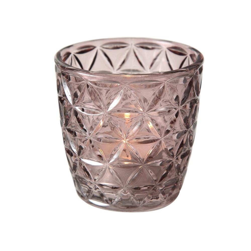 BOLTZE Windlicht Marilu (Set, 4 St), aus Glas, Rosa, 30 x 8 x 8 cm