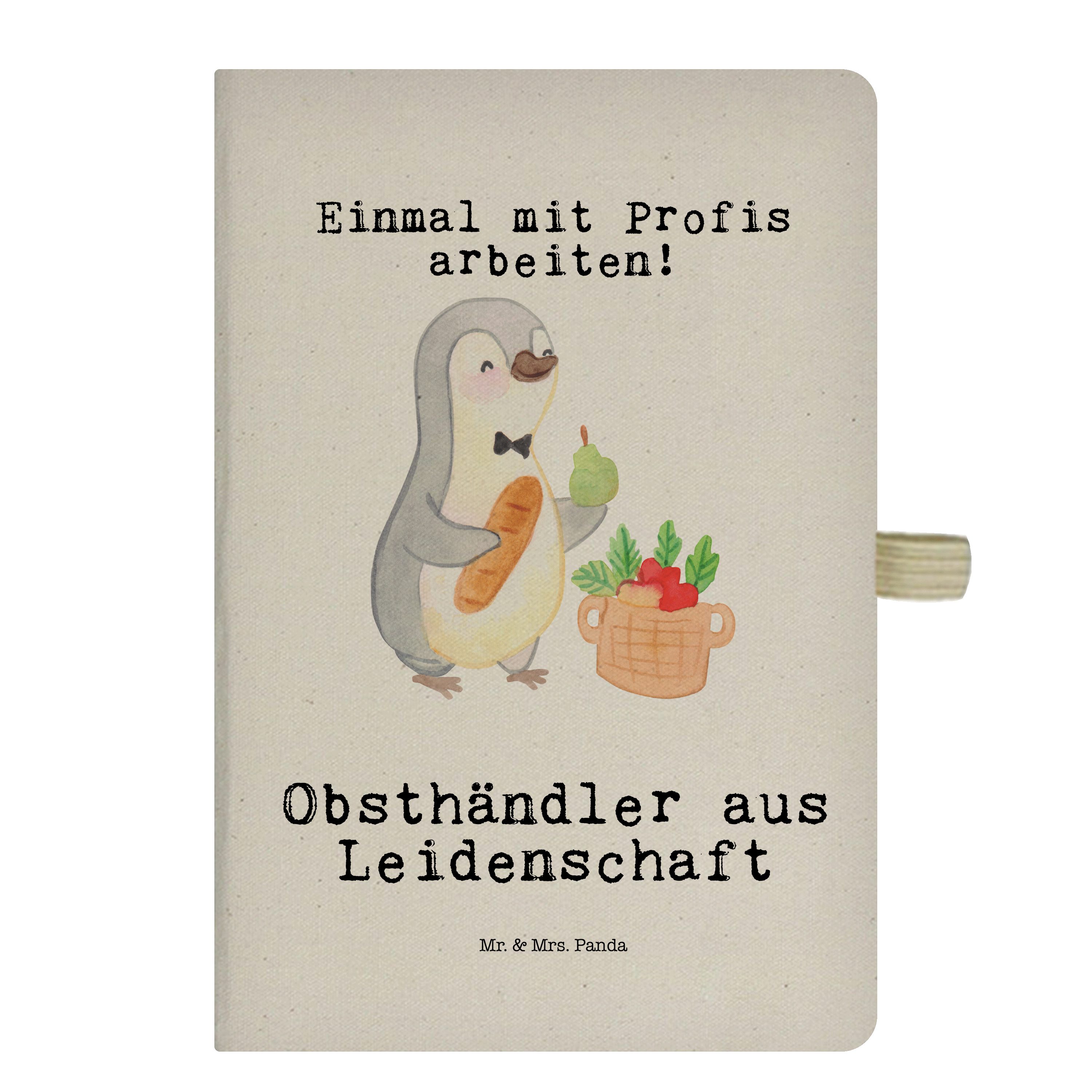 Mr. & Mrs. Panda Notizbuch Obsthändler aus Leidenschaft - Transparent - Geschenk, Wochenmarkthän Mr. & Mrs. Panda