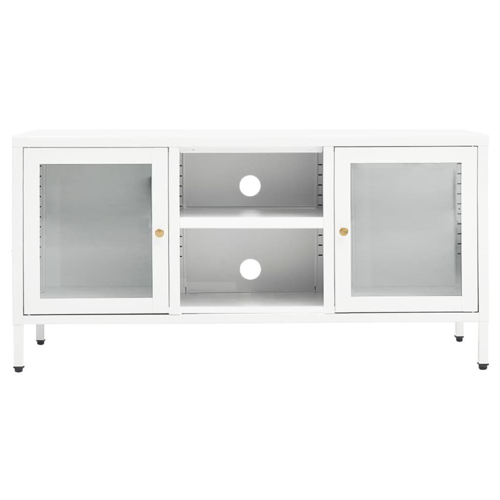 Weiß und 105x35x52 Glas furnicato Stahl cm TV-Schrank