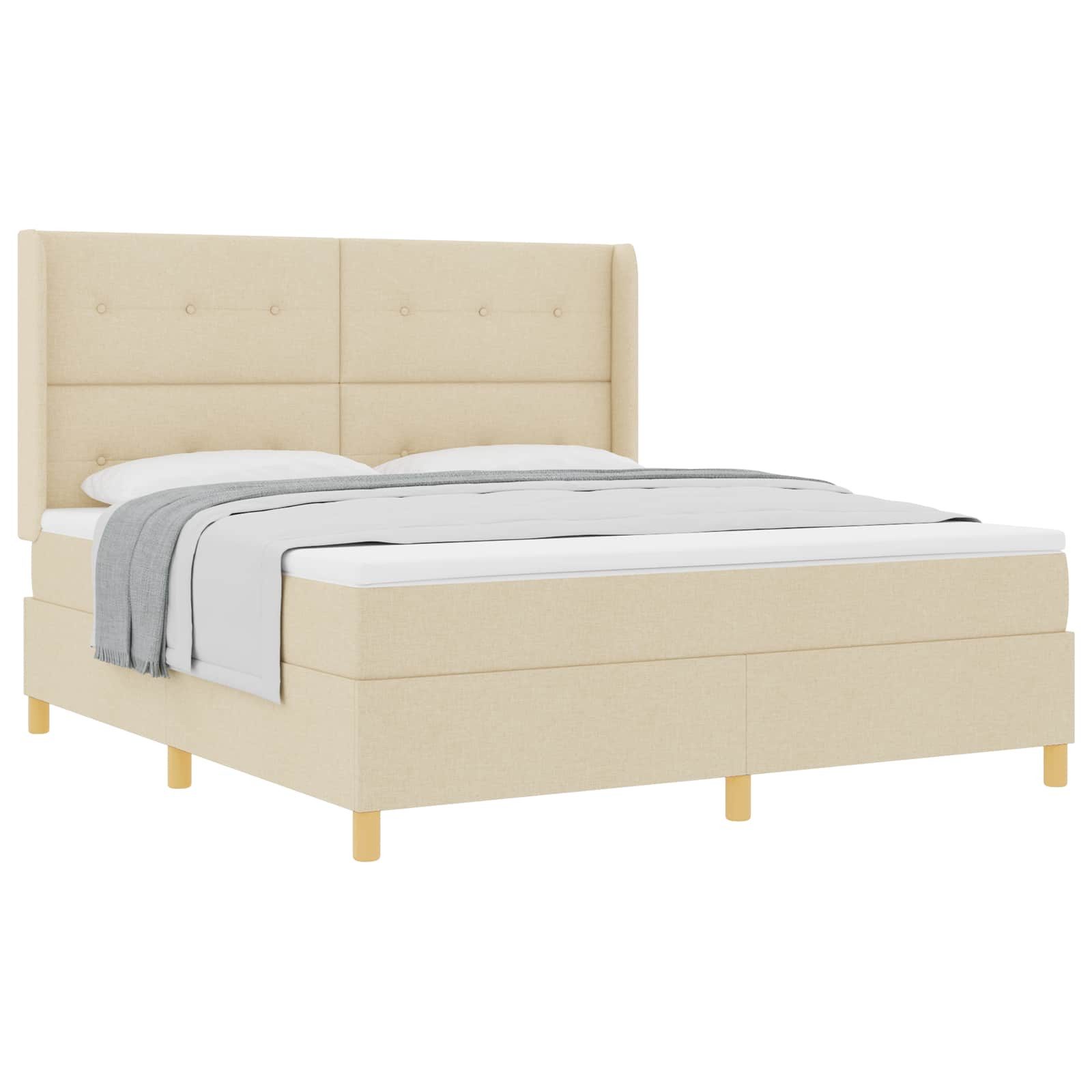 Bett Boxspringbett mit Kopfteil Creme 180 x 200 cm Stoff