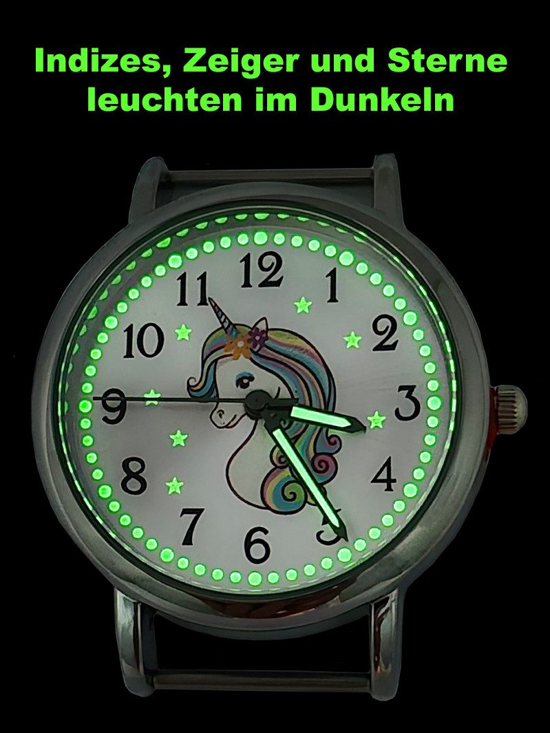 Brecjon Quarzuhr Kinder Armbanduhr Einhorn mit Charms Leuchtsterne Wechselarmband 5ATM, Mix und Match Design - kostenloser Versand – Bild 5 von 5