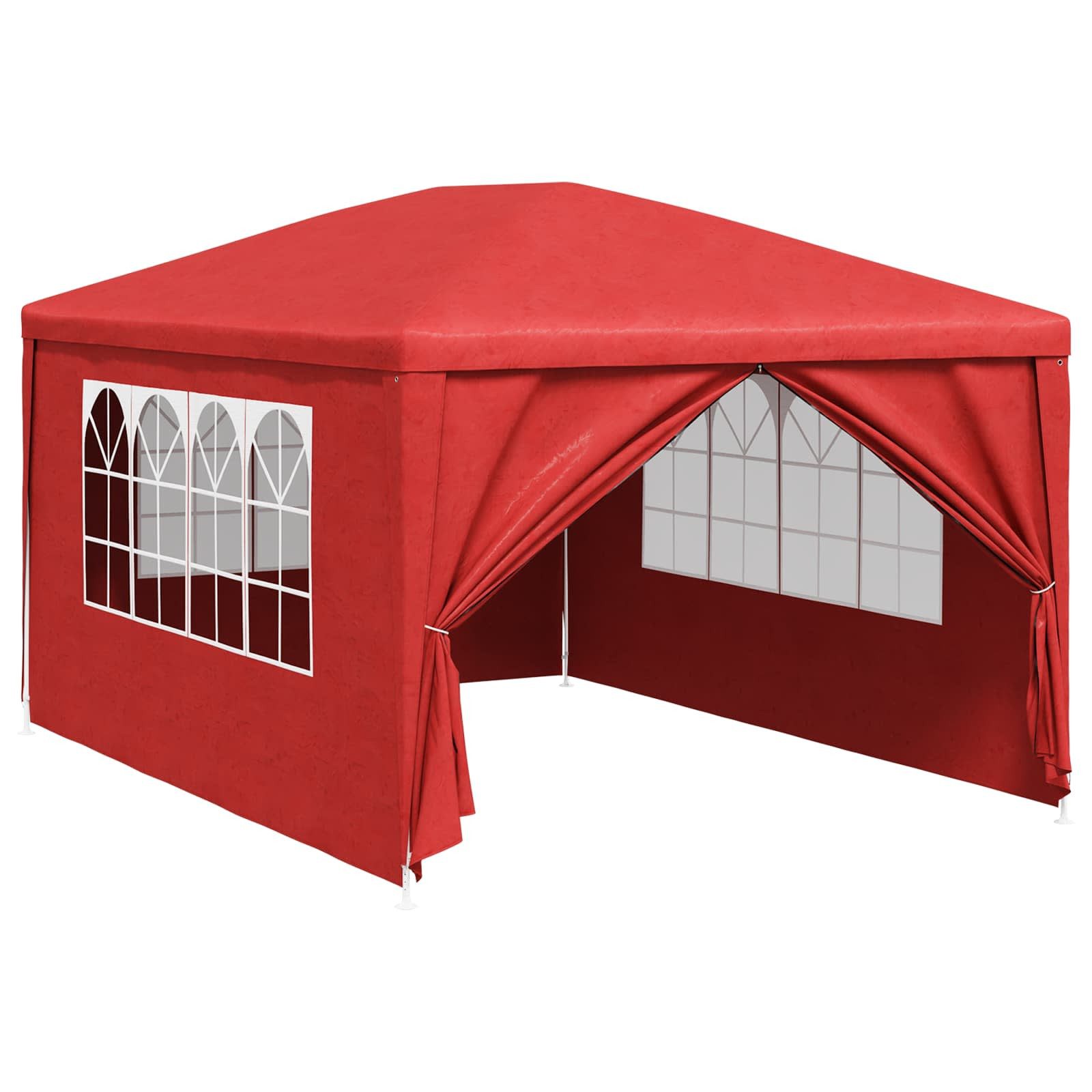 vidaXL Partyzelt Party-Zelt 400 x 300 x 255 cm Rot PE und Stahl