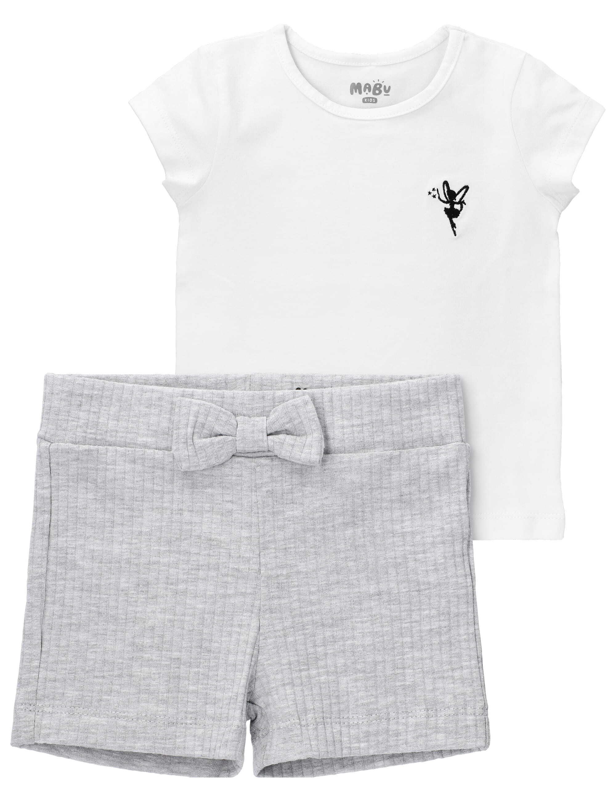 MaBu Kids Shirt & Hose Set (Set, 1-tlg., 2 Teile) Weiß/Grau