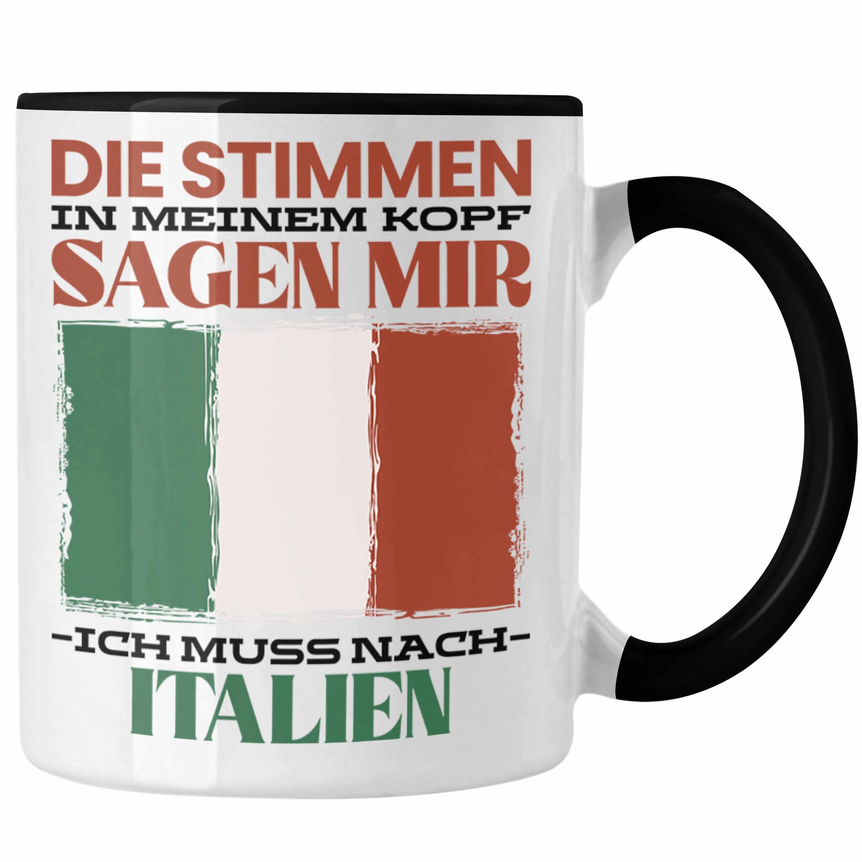 Schwarz Geschenkidee Italien Geschenk Tasse Tasse Italiener Heimat Spruch Urlaub Trendation