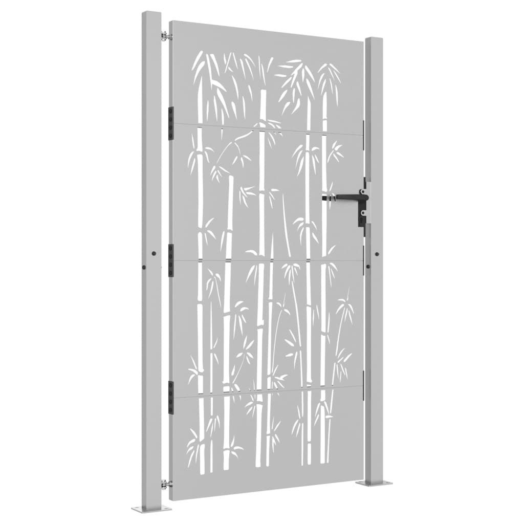 vidaXL Gartentor 100 x 200 cm Gartentor 105x205 cm Cortenstahl Bambus-Design Abschließb