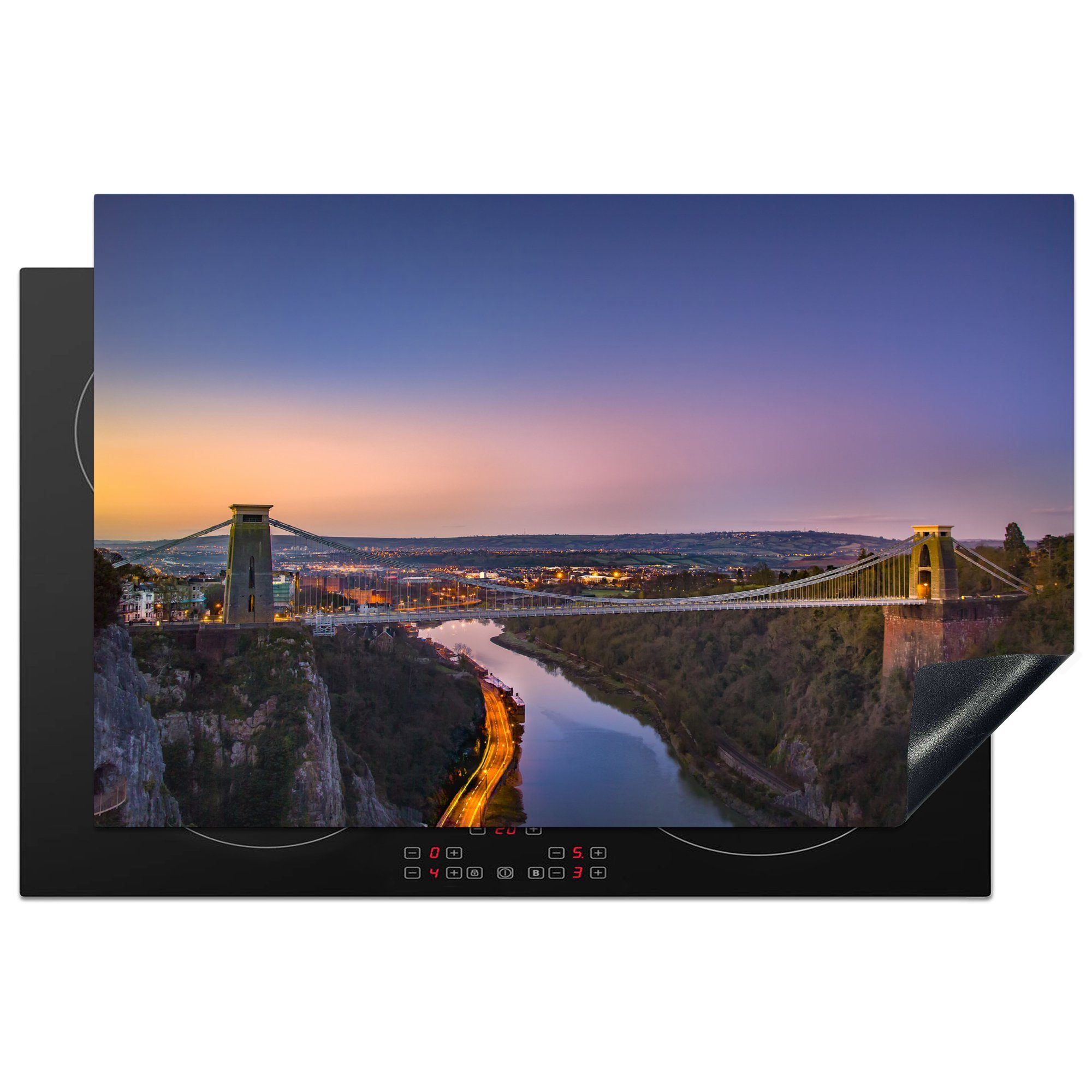 MuchoWow Herdblende-/Abdeckplatte Clifton-Hängebrücke über den Fluss Avon im europäischen Bristol, Vinyl, (1 tlg), 81x52 cm, Induktionskochfeld Schutz für die küche, Ceranfeldabdeckung