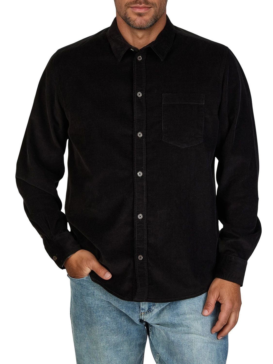 Langarmhemd Herren Cordhemd RIVMorten Regular Fit