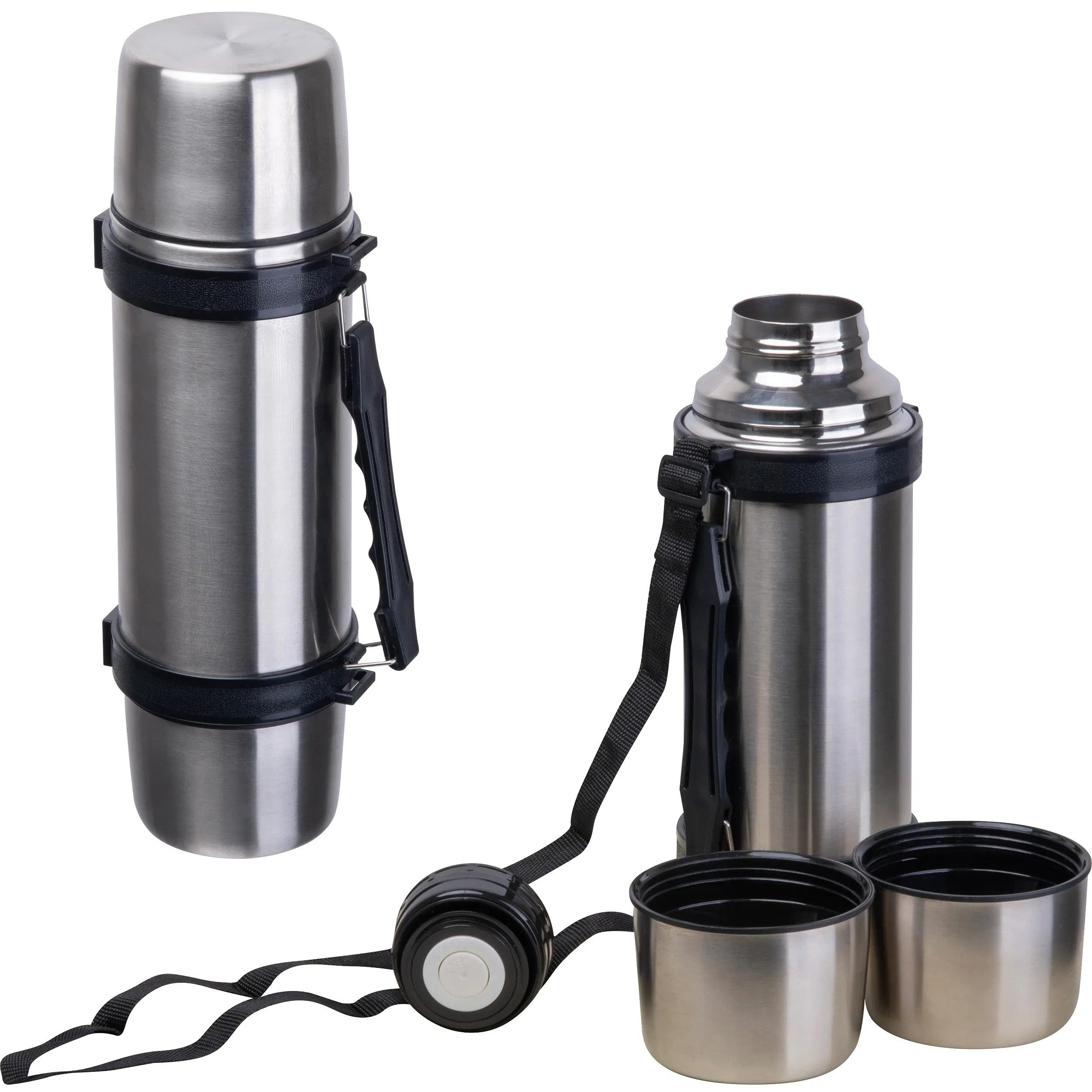 Macma Trinkflasche Vakuum Trinkflasche / aus Edelstahl / mit 2 Bechern und Tragegurt / 10