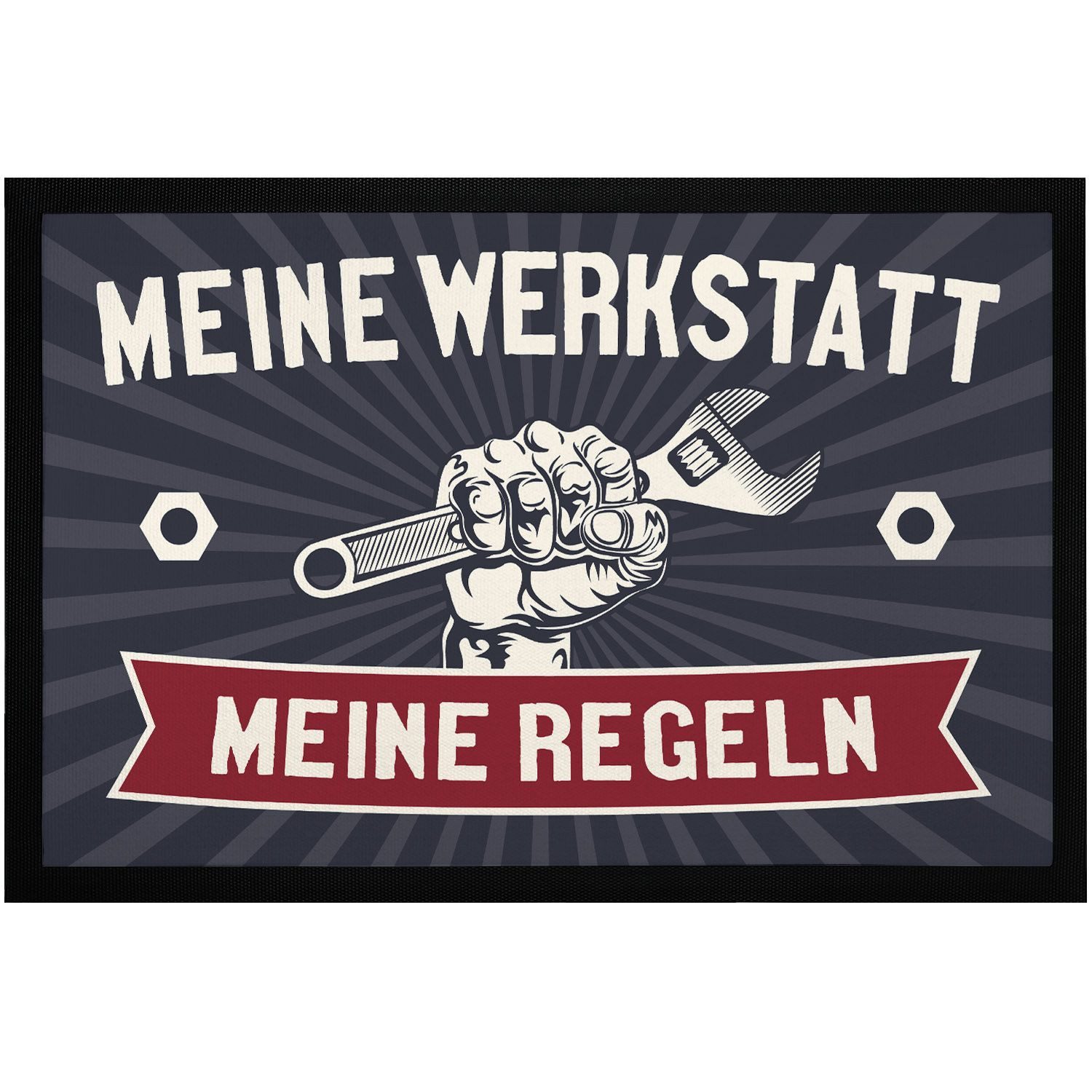 MoonWorks Fußmatte Fußmatte lustig mit Spruch Meine Werkstatt meine Regeln Geschenk für, rechteckig