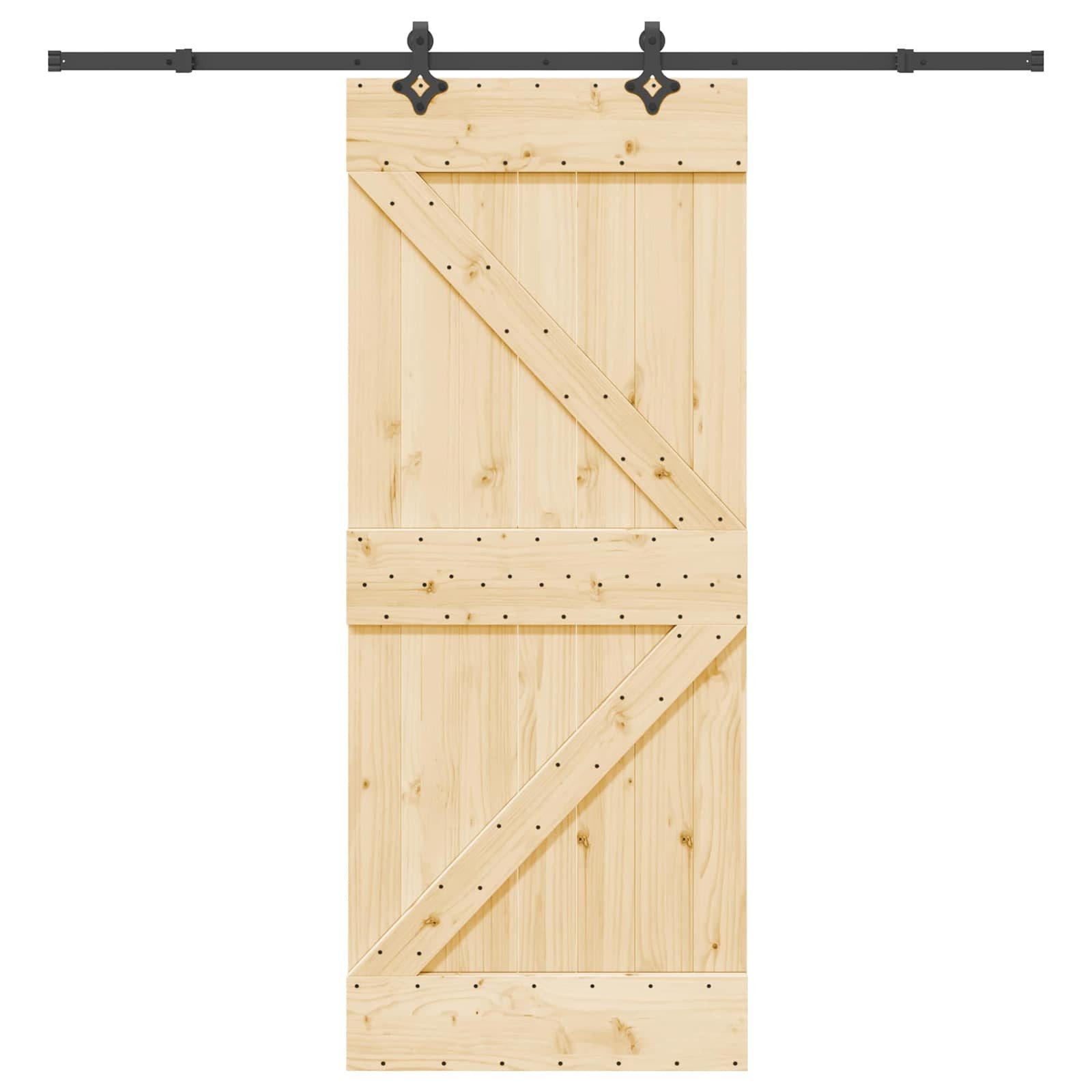 vidaXL Zimmertür 85 x 210 cm 213,5 cm Schiebetür NARVIK Natürlich und Schwarz 85x210 cm