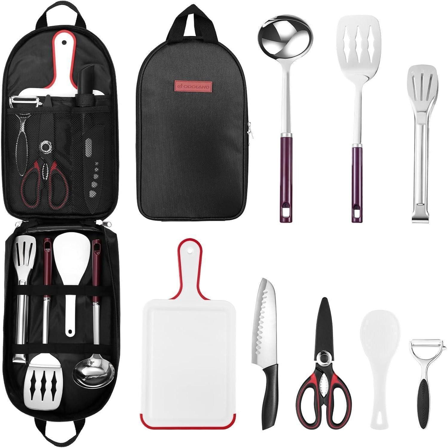 LuxusKollektion Kochbesteck-Set Küchenhelfer Set Outdoor Kochgeschirr Santokumesser 9-teilig