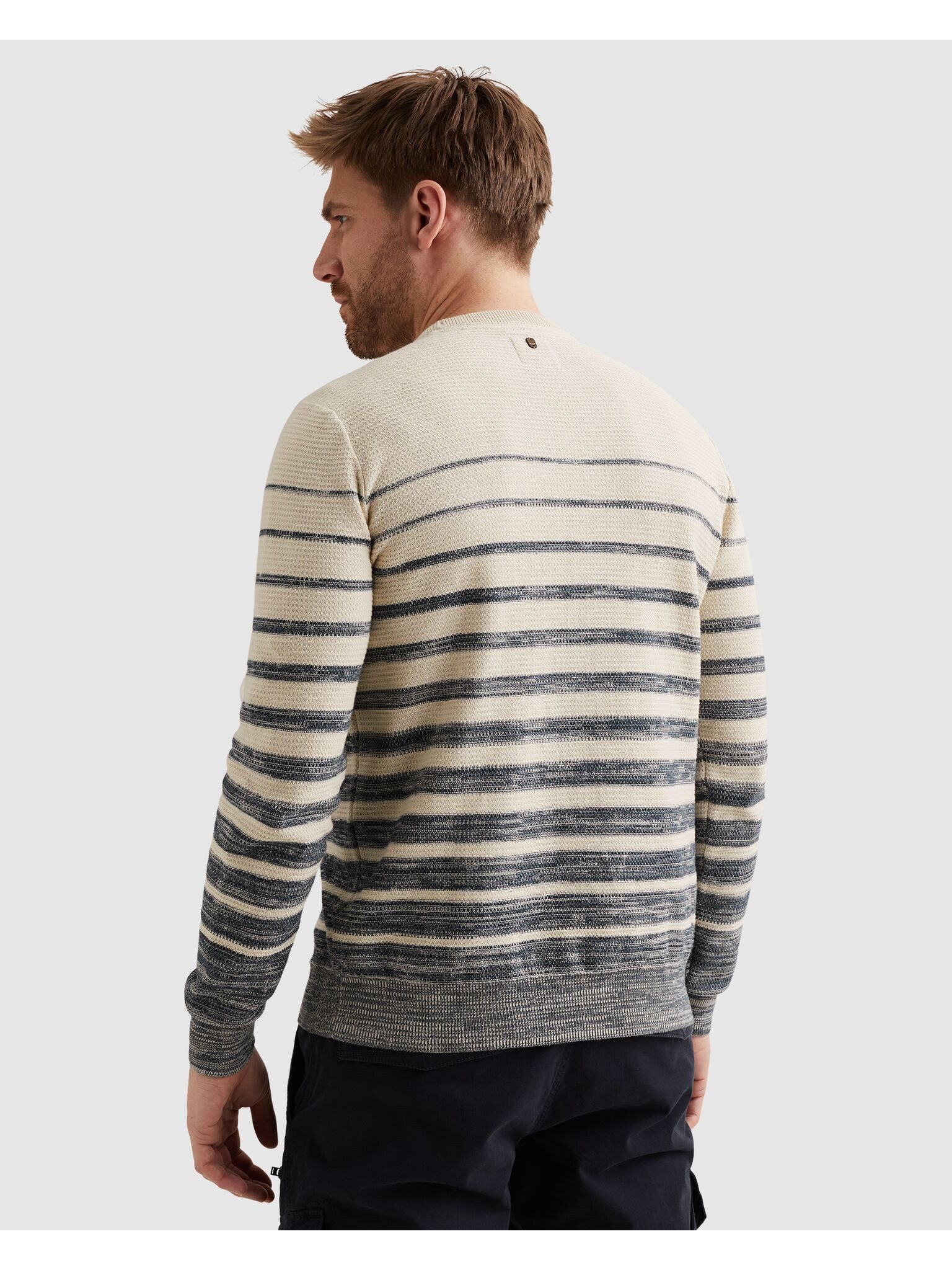 PME LEGEND Strickpullover RH Pullover structured stripe mit Logo Stickerei