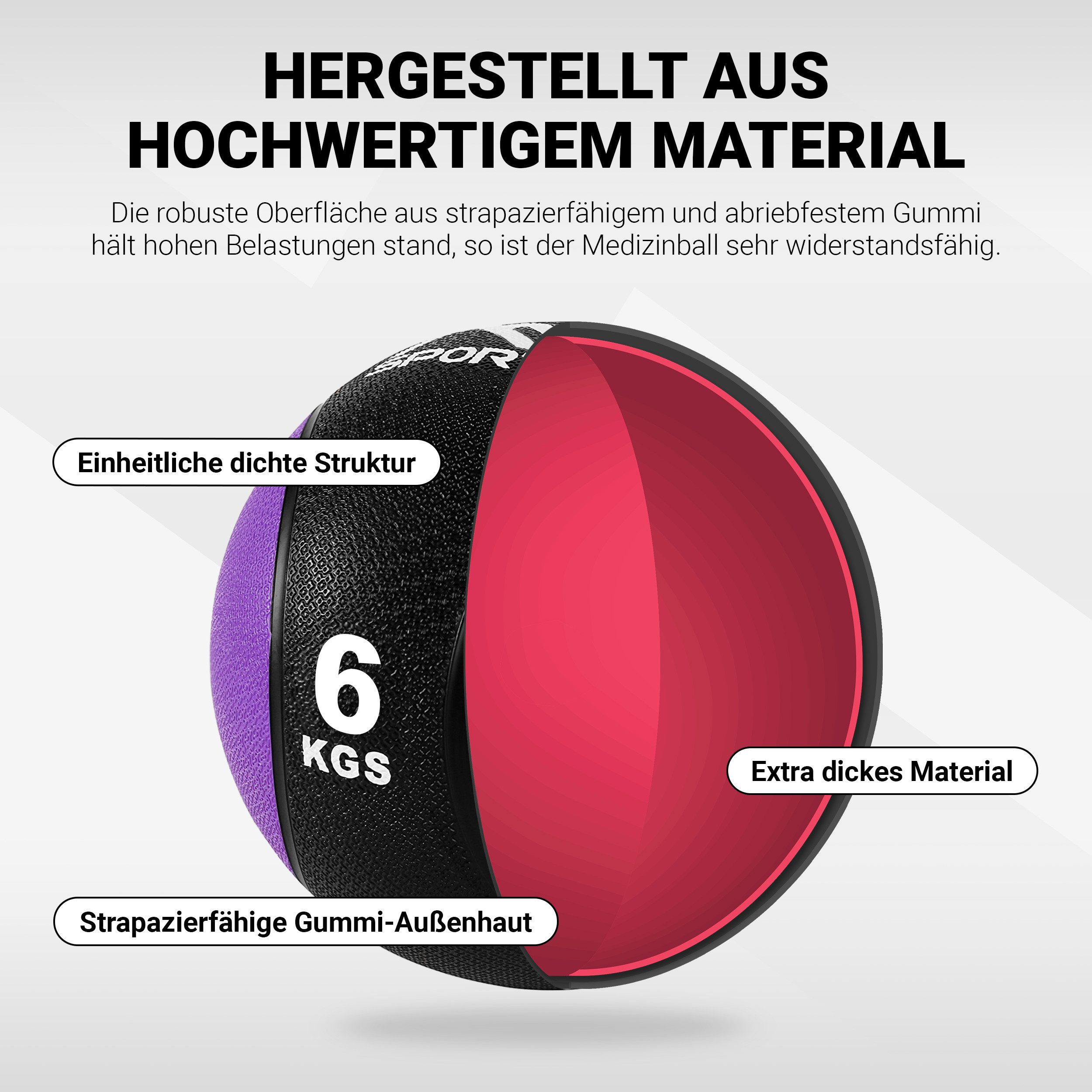 MSports® Medizinball Medizinball 1 – 10 kg – inkl. Übungsposter