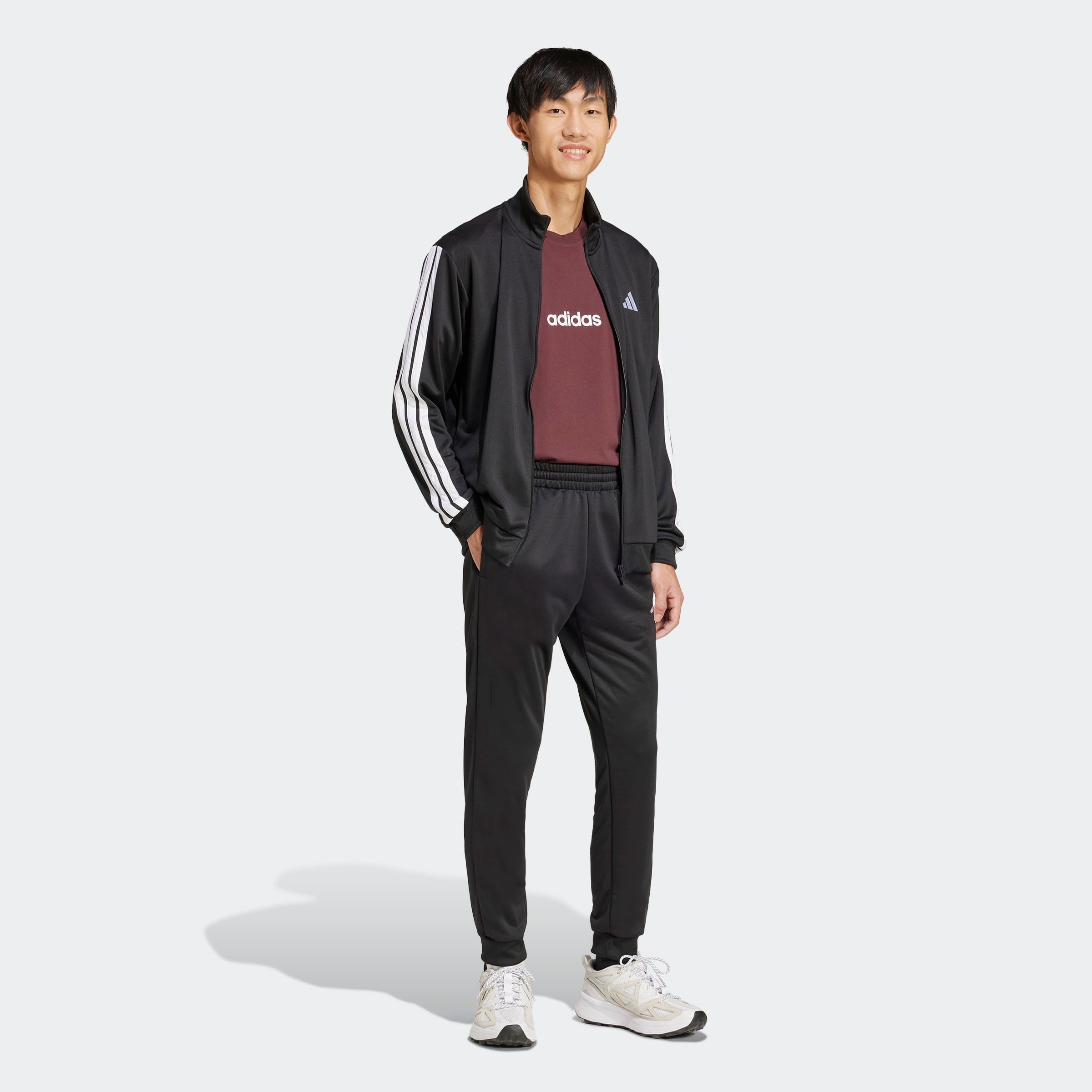 adidas Sportswear Trainingsanzug 3-STREIFEN FRENCH TERRY (2-tlg), zweiteiliges Set, aus French-Terry-Material, mit Rippdetails