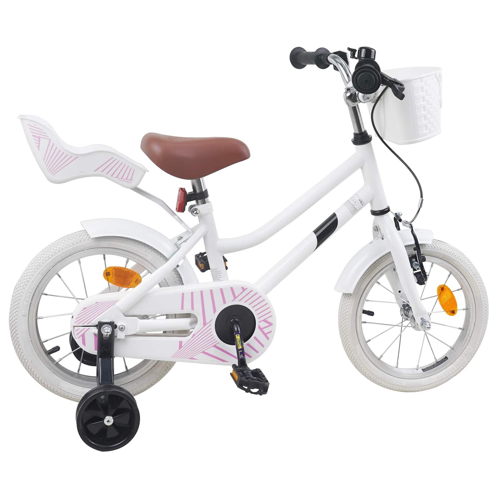 vidaXL Kinderfahrrad 90 x 49 x 67,5 cm Kinderfahrrad 12 Zoll für 2-4 Jahre alt Weiß Stützrä