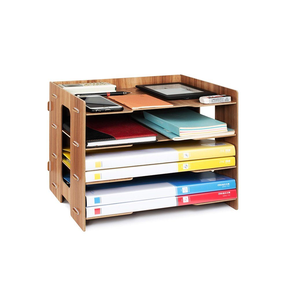 GelldG Organizer Dokumentenablage Holz Briefablage Papierablage A4 Ablage Ablagesystem holzfarbe