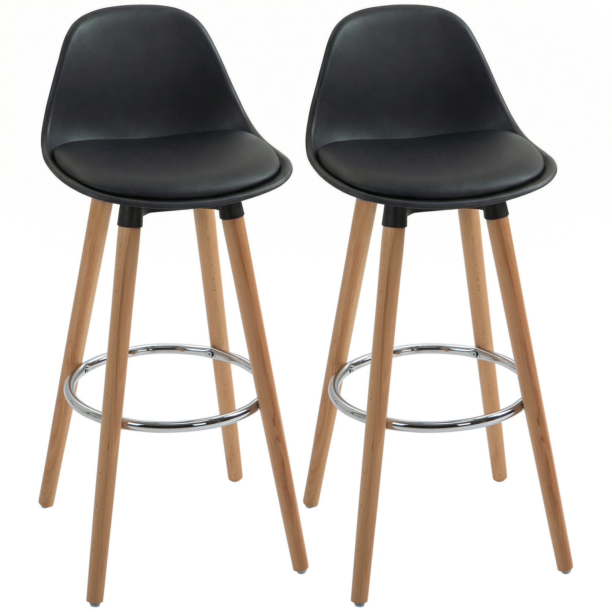 HOMCOM Barhocker 2er-Set Küchenhocker, Barstuhl mit Fußstützen (Tresenstuhl günstig online kaufen