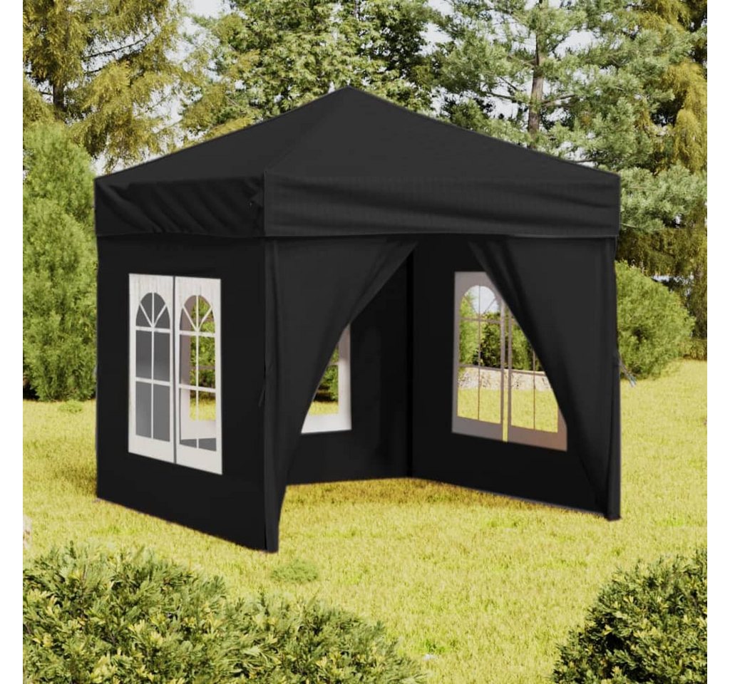 Thumbnail - vidaXL Pavillon Partyzelt Faltbar mit Seitenwänden Schwarz 2x2 m Faltpavillon Pavillon